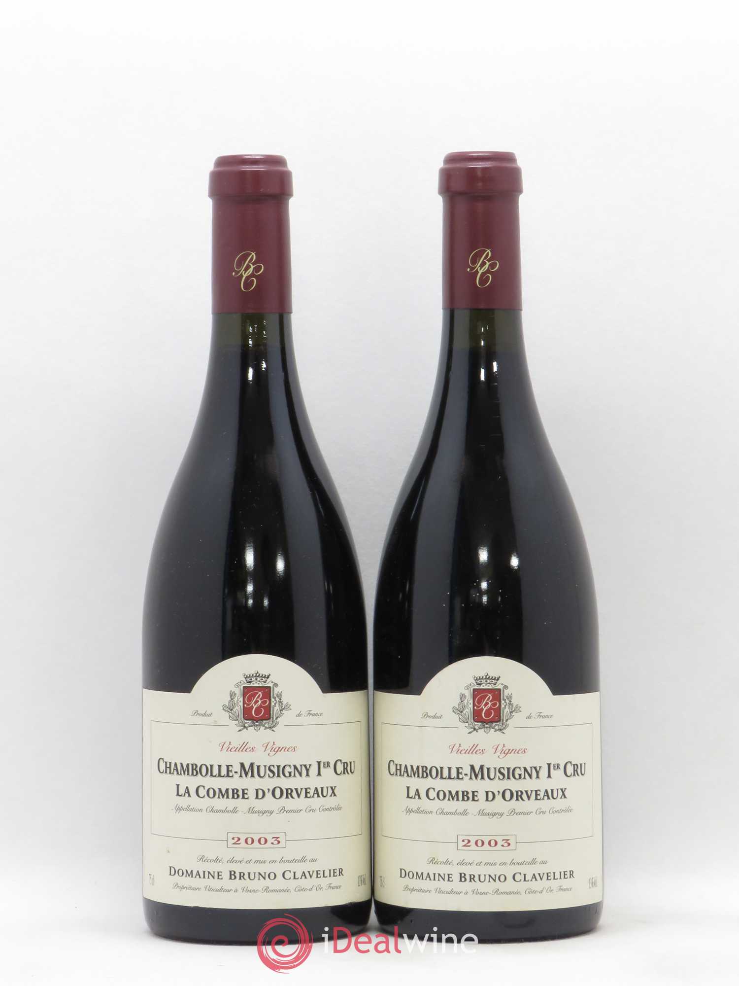 Chambolle-Musigny 1er Cru La Combe d'Orveaux Vieilles Vignes Bruno Clavelier 2003 - Lot de 2 bouteilles - 0
