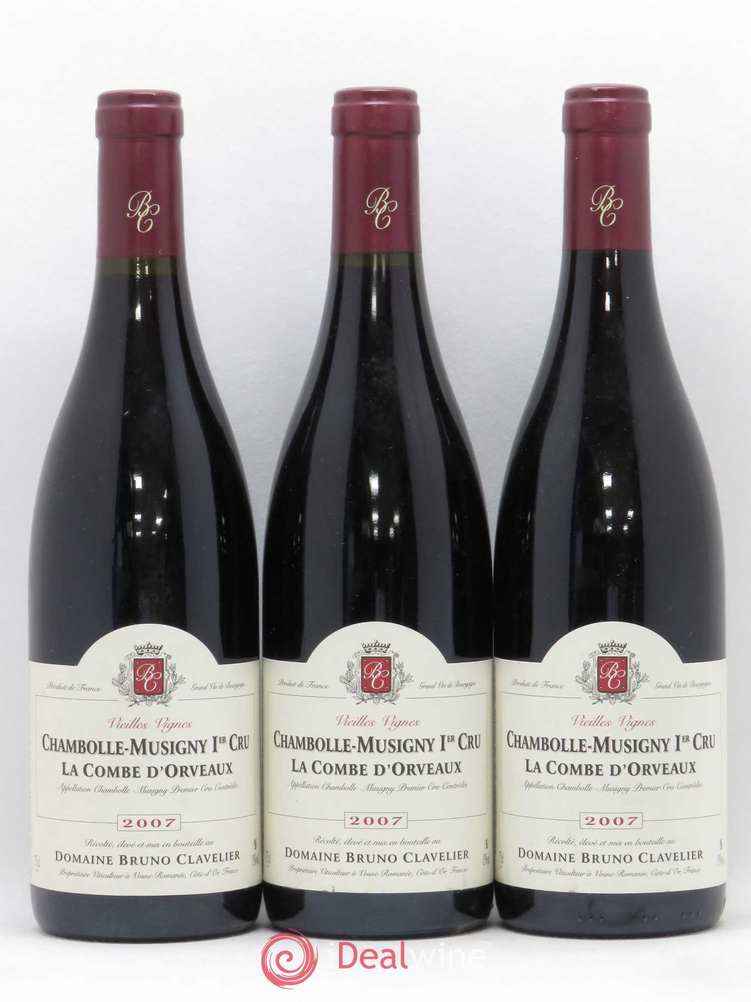 Chambolle-Musigny 1er Cru La Combe d'Orveaux Vieilles Vignes Bruno Clavelier 2007 - Lot de 3 bouteilles - 0