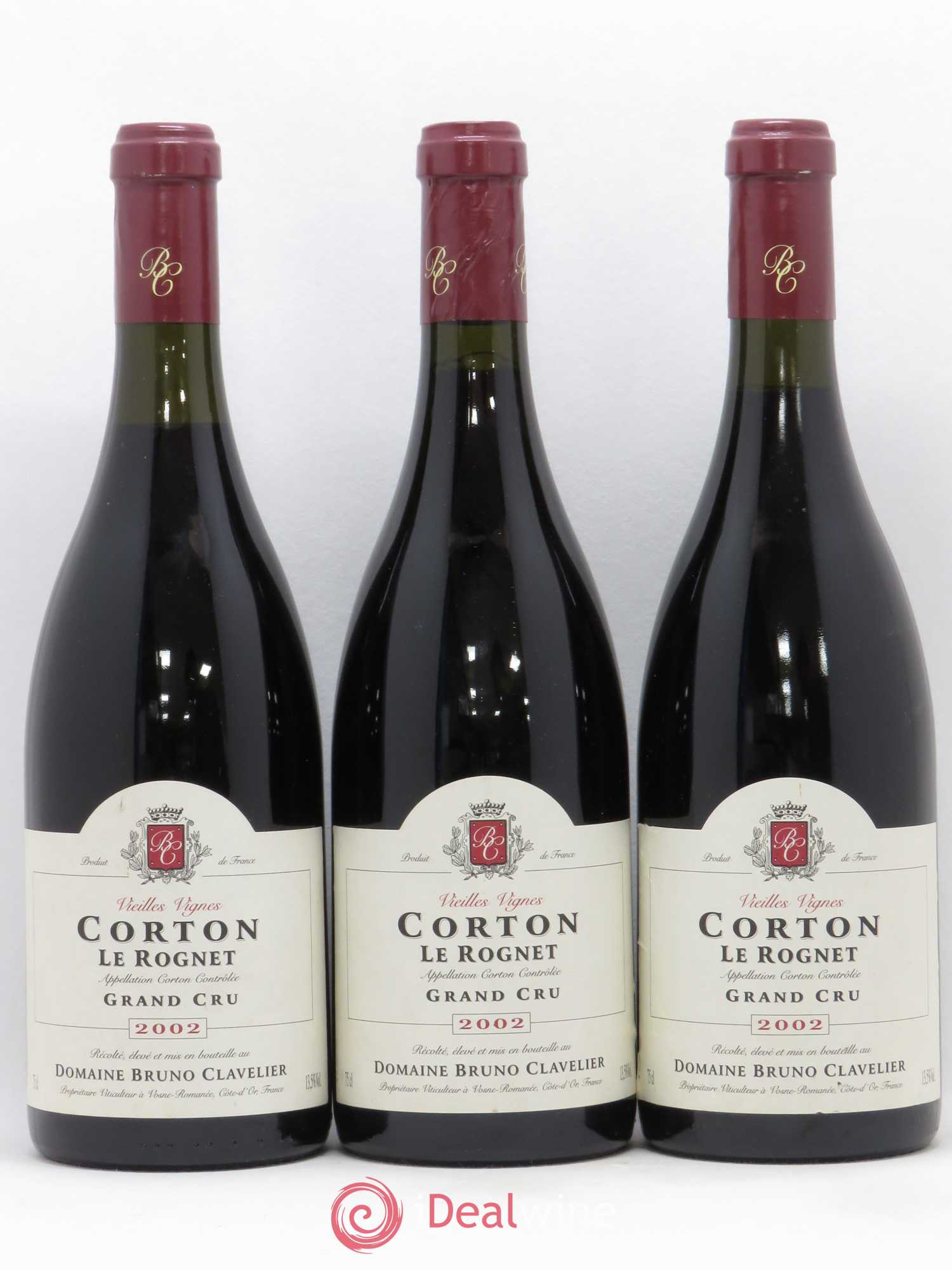 Corton Grand Cru Le Rognet Vieilles Vignes Bruno Clavelier 2002 - Lot de 3 bouteilles - 0
