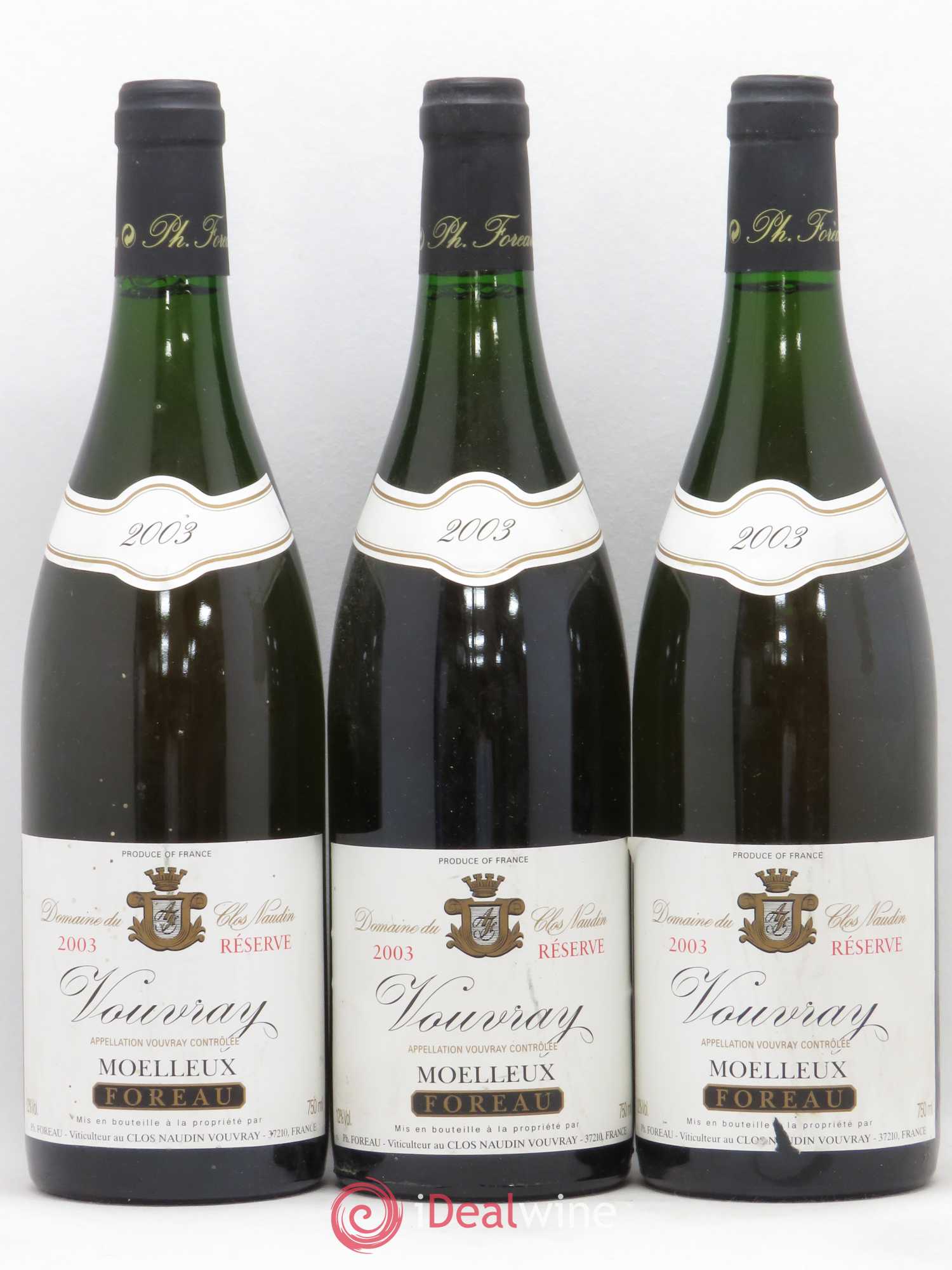 Vouvray Moelleux Réserve Clos Naudin - Philippe Foreau 2003 - Lotto di 3 bottiglie - 0