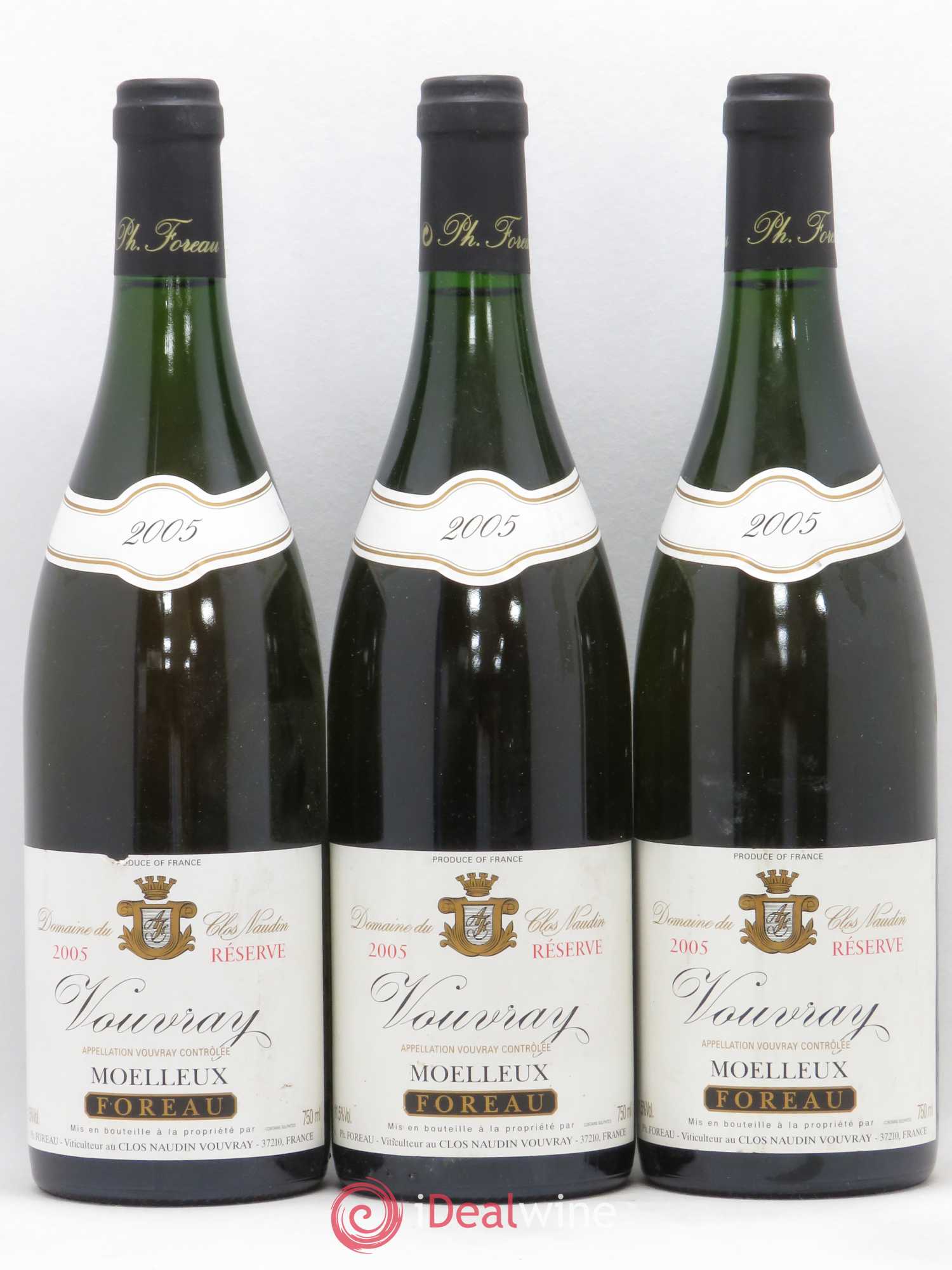 Vouvray Moelleux Réserve Clos Naudin - Philippe Foreau 2005 - Lotto di 3 bottiglie - 0