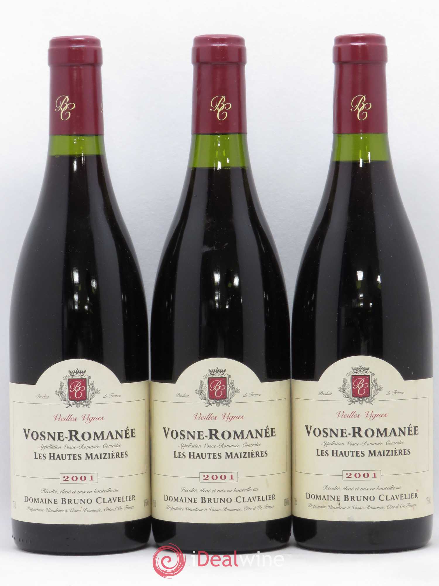 Vosne-Romanée Vieilles Vignes Les Hautes Maizières Bruno Clavelier 2001 - Lot de 3 bouteilles - 0