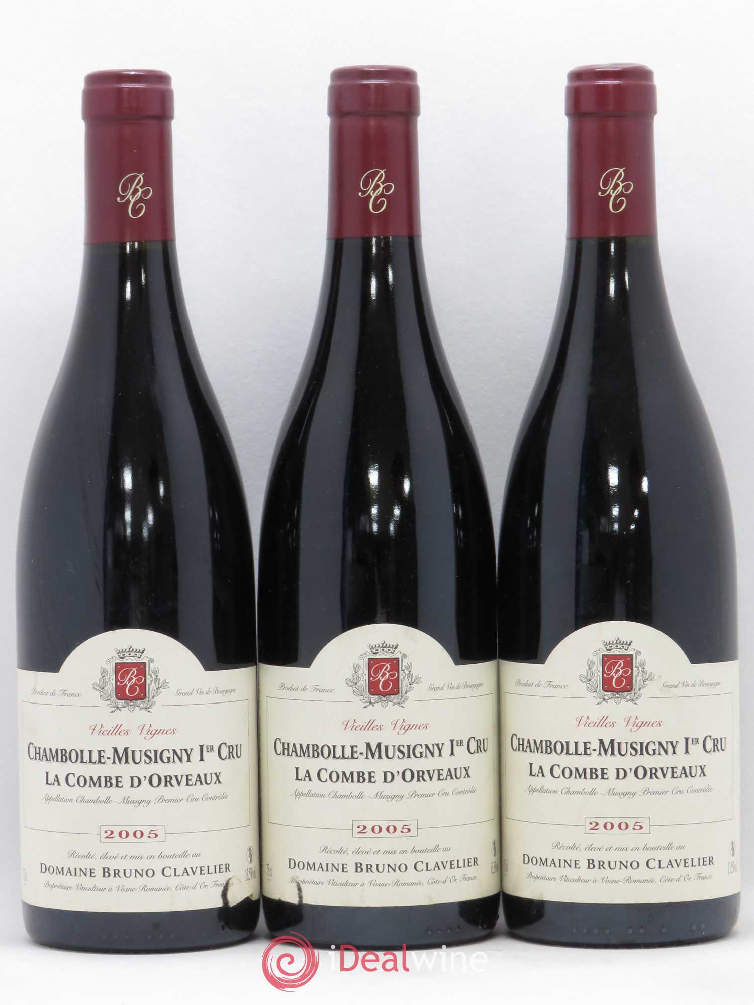 Chambolle-Musigny 1er Cru La Combe d'Orveaux Vieilles Vignes Bruno Clavelier 2005 - Lot de 3 bouteilles - 0