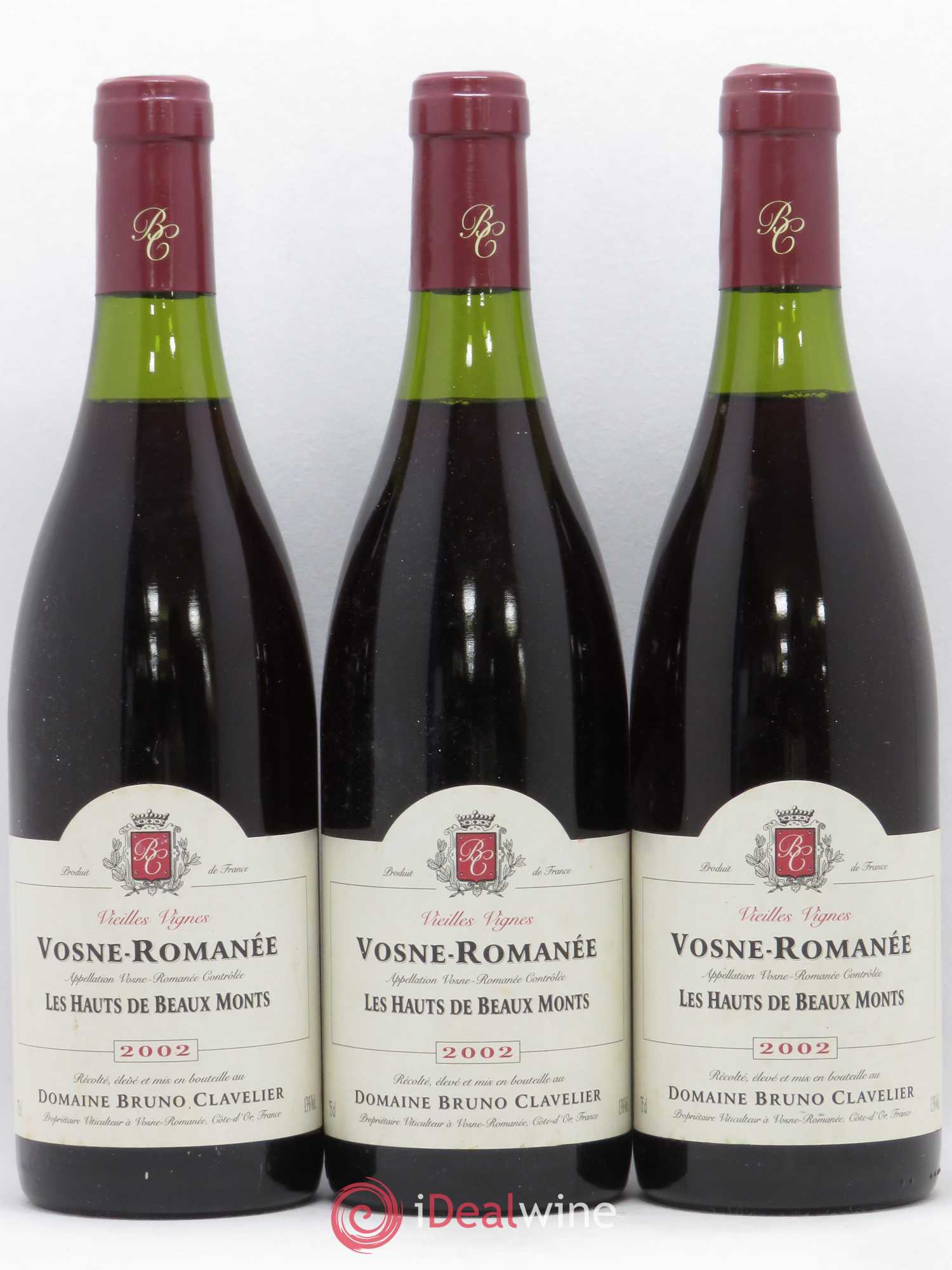 Vosne-Romanée Vieilles Vignes Les Hauts de Beaux Monts Bruno Clavelier 2002 - Posten von 3 Flaschen - 0