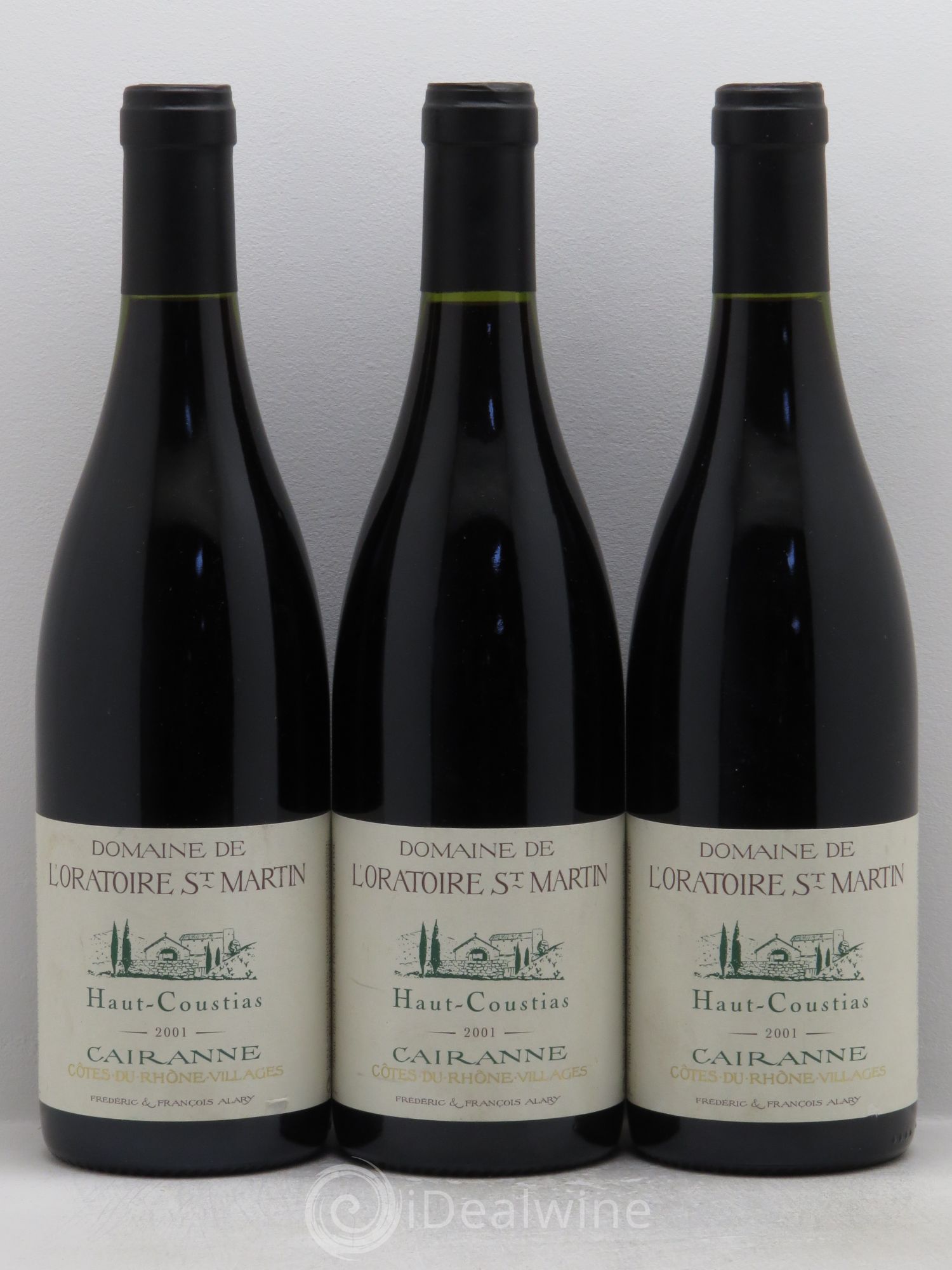Cairanne Haut-Coustias Oratoire Saint-Martin - Frédéric et François Alary 2001 - Lot de 3 bouteilles - 0