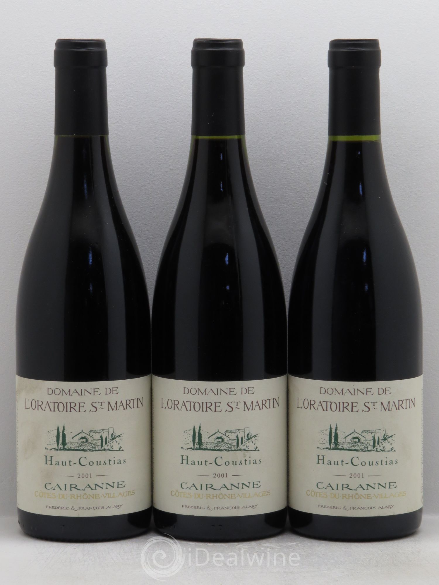 Cairanne Haut-Coustias Oratoire Saint-Martin - Frédéric et François Alary 2001 - Lot de 3 bouteilles - 0