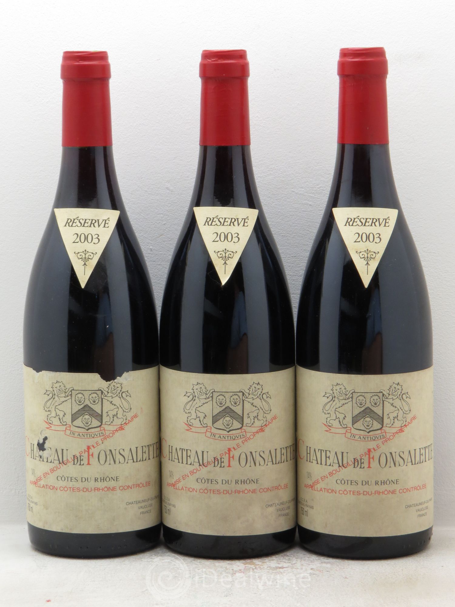 Côtes-du-Rhône Château de Fonsalette Emmanuel Reynaud 2003 - Lot de 3 bouteilles - 0