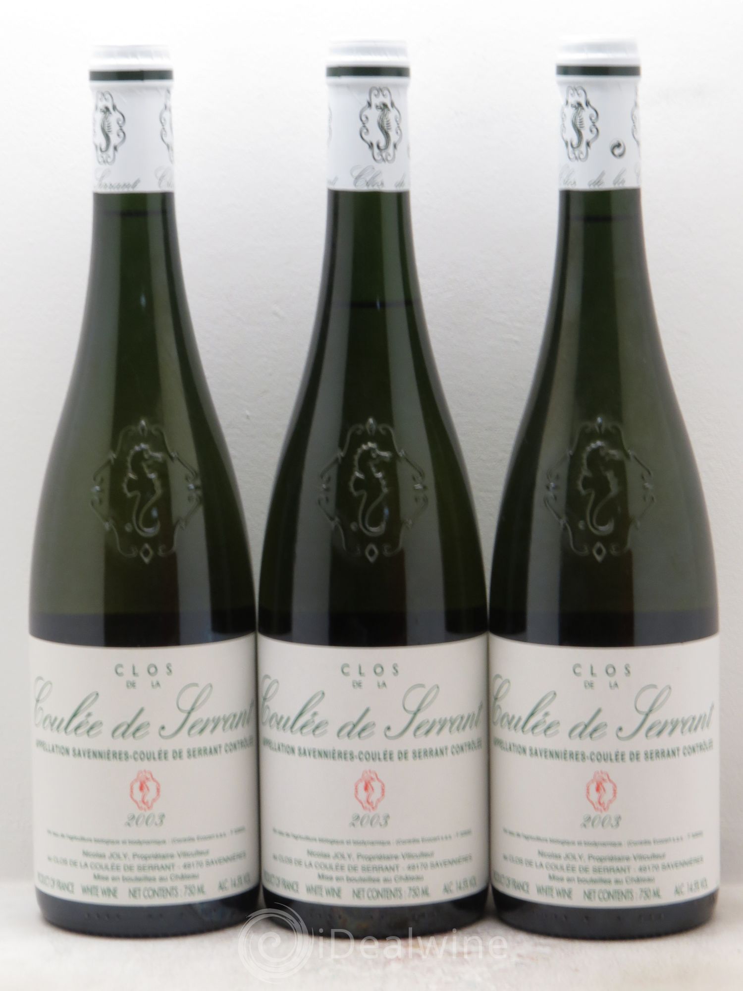 Savennières Clos de la Coulée de Serrant Vignobles de la Coulée de Serrant - Nicolas Joly 2003 - Lot de 3 bouteilles - 0