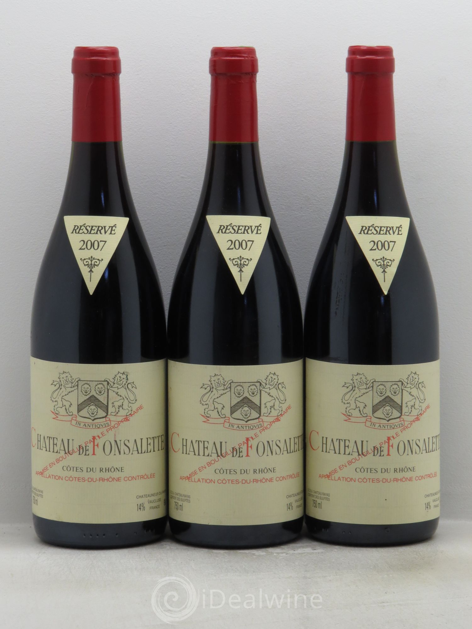 Côtes-du-Rhône Château de Fonsalette Emmanuel Reynaud 2007 - Lot de 3 bouteilles - 0