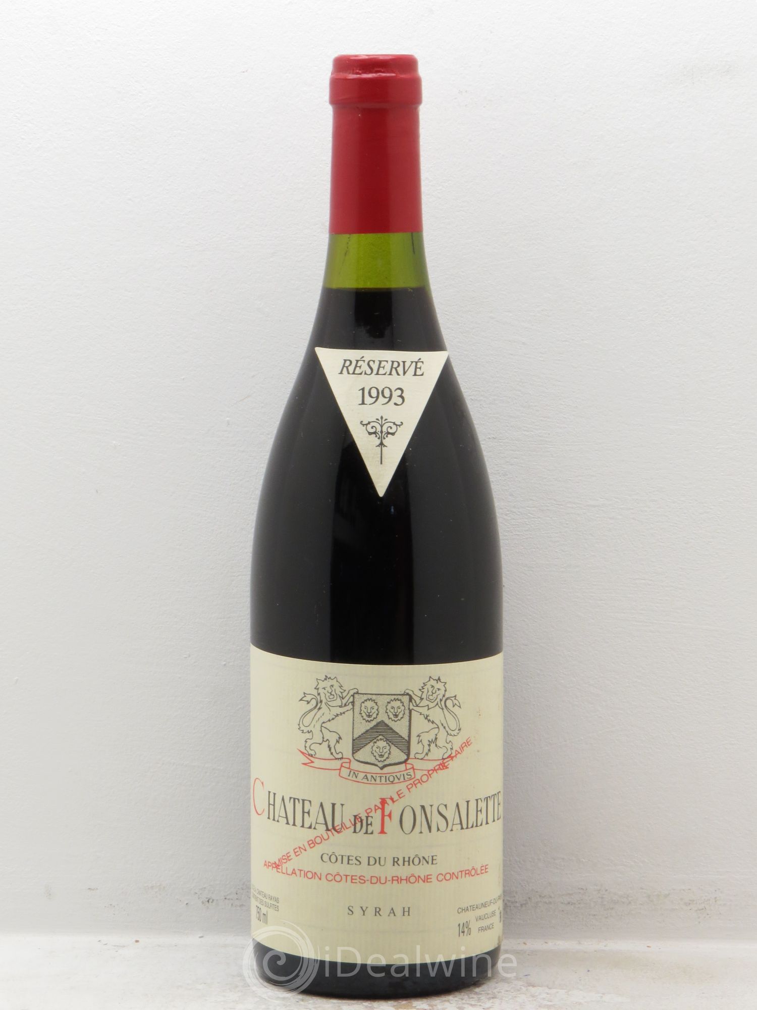 Côtes-du-Rhône Cuvée Syrah Château de Fonsalette 1993 - Lot de 1 bouteille - 0