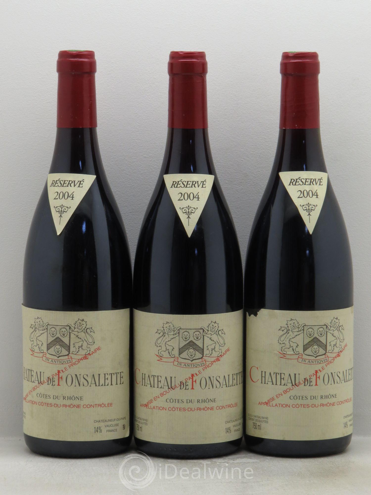 Côtes-du-Rhône Château de Fonsalette Emmanuel Reynaud 2004 - Lot de 3 bouteilles - 0