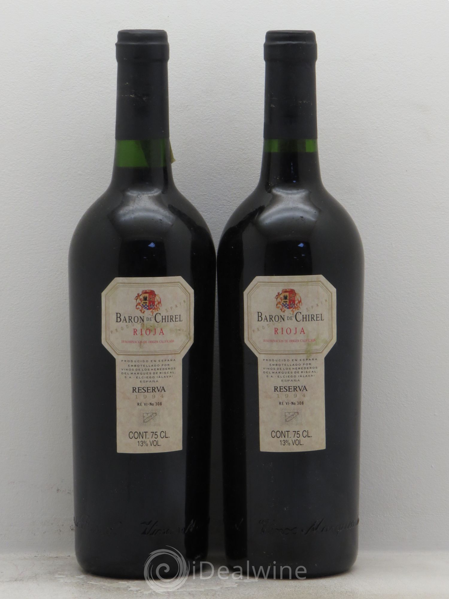 Rioja DOCA El Ciego Alavesa Baron de Chirel 1994 - Lot de 2 bouteilles - 0