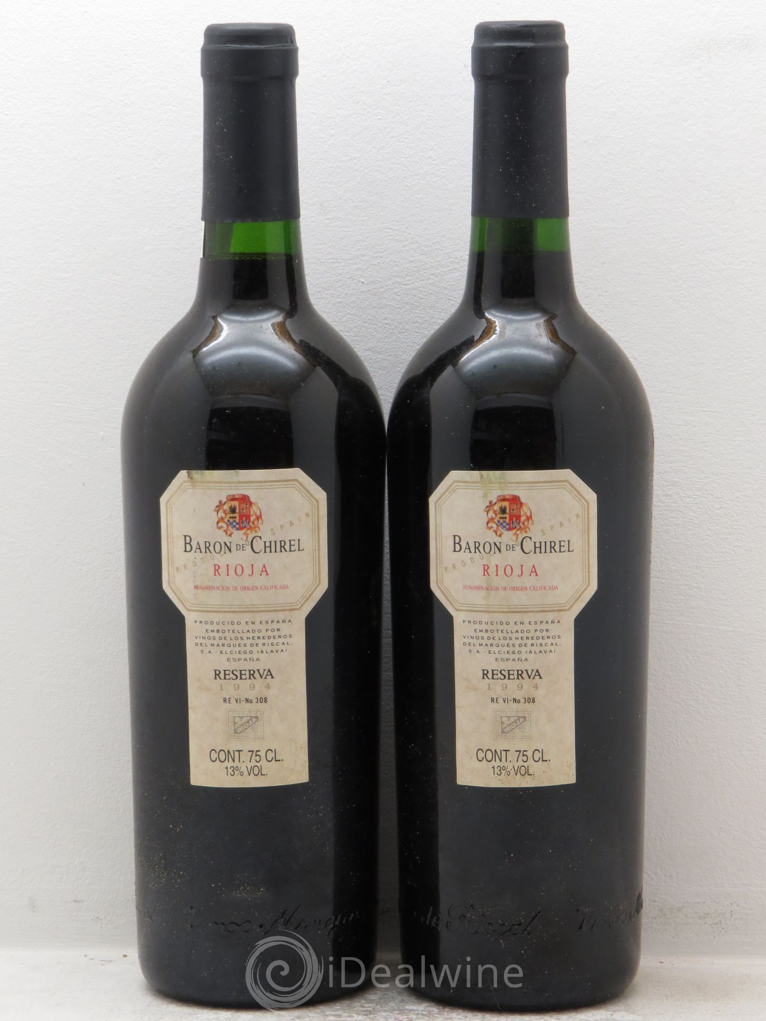 Rioja DOCA El Ciego Alavesa Baron de Chirel 1994 - Lot de 2 bouteilles - 0
