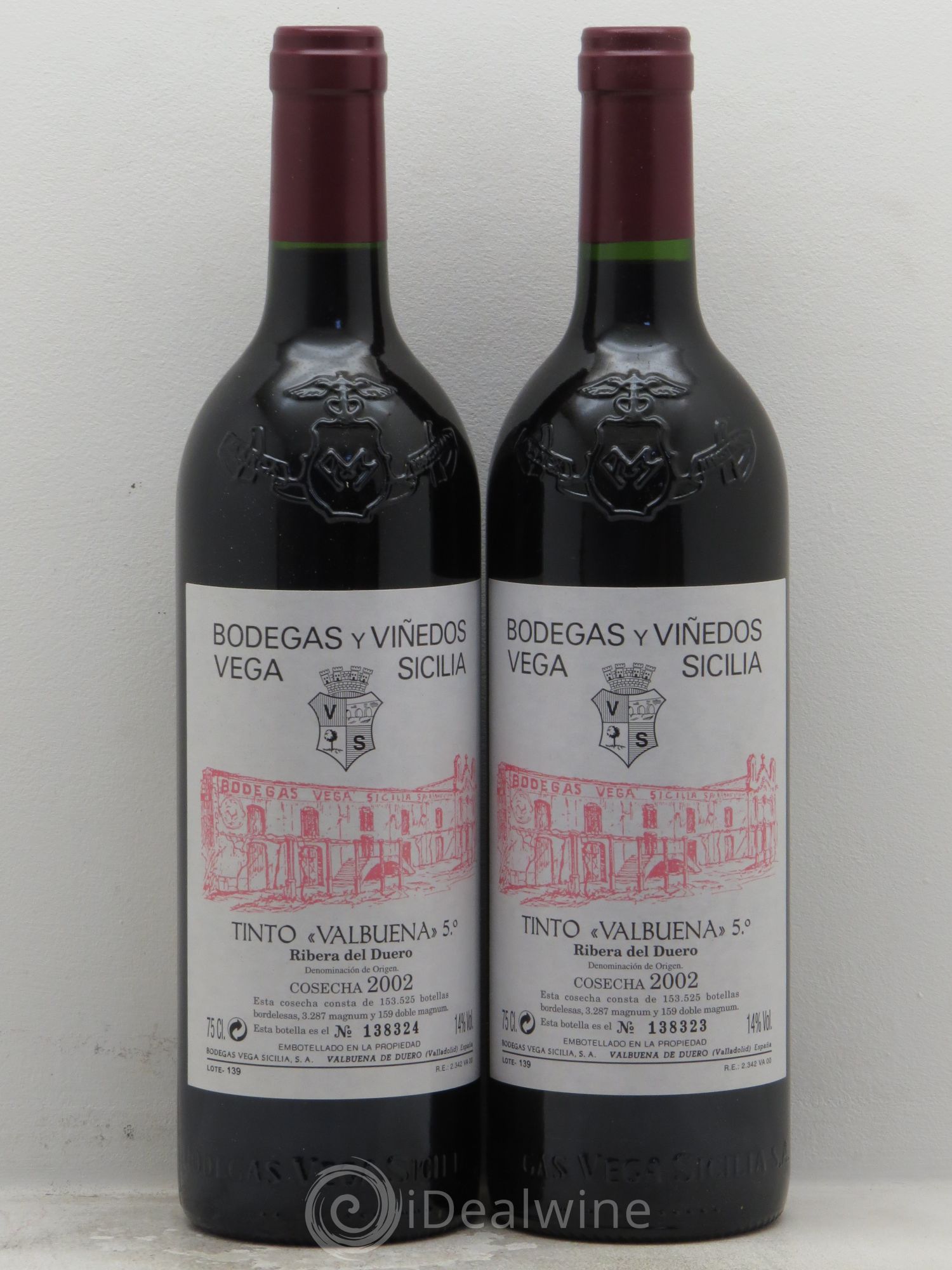 Ribera Del Duero DO Vega Sicilia Valbuena 5 ano Famille Alvarez 2002 - Lot de 2 bouteilles - 0