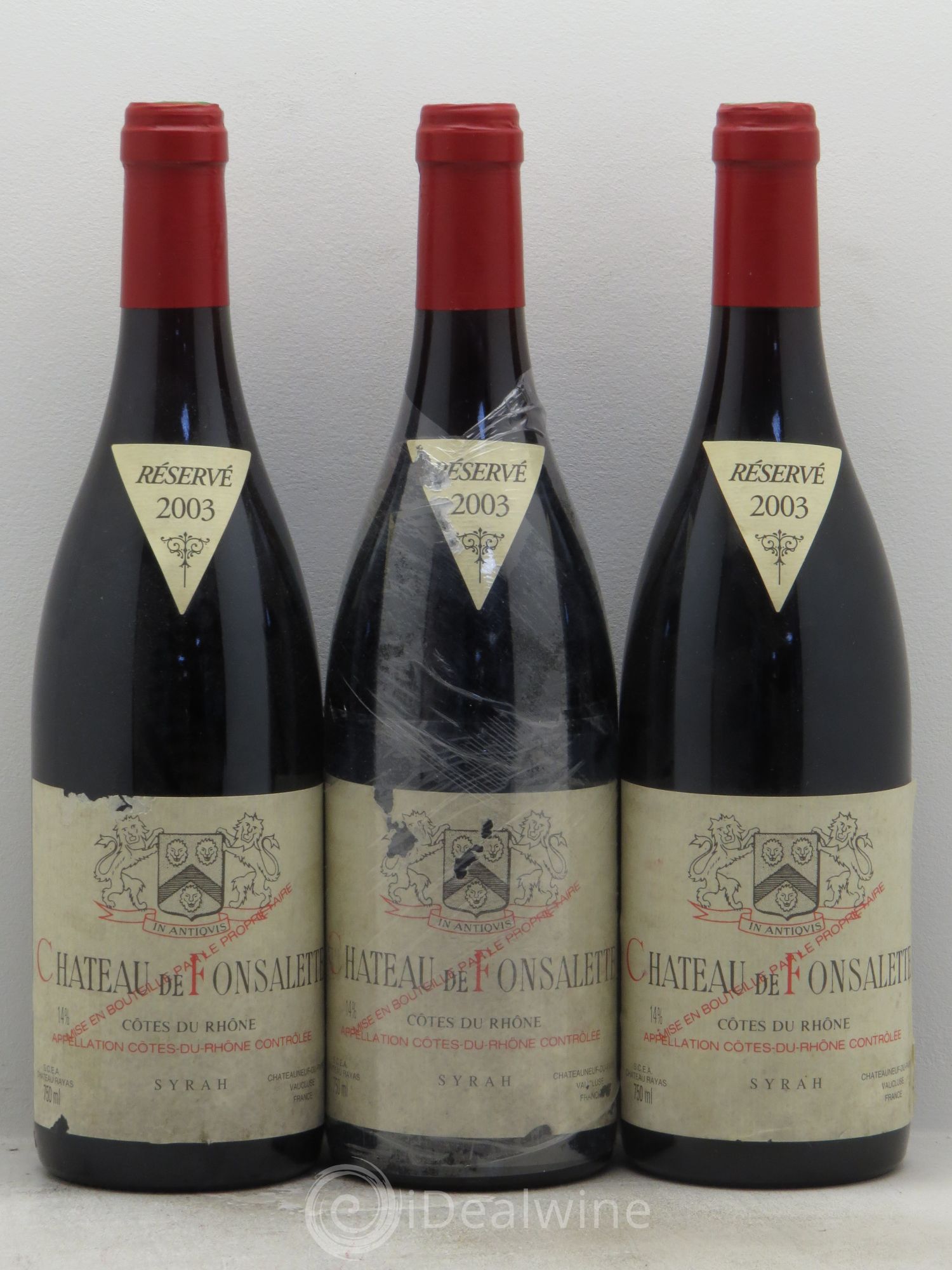 Côtes-du-Rhône Cuvée Syrah Château de Fonsalette 2003 - Lot de 3 bouteilles - 0