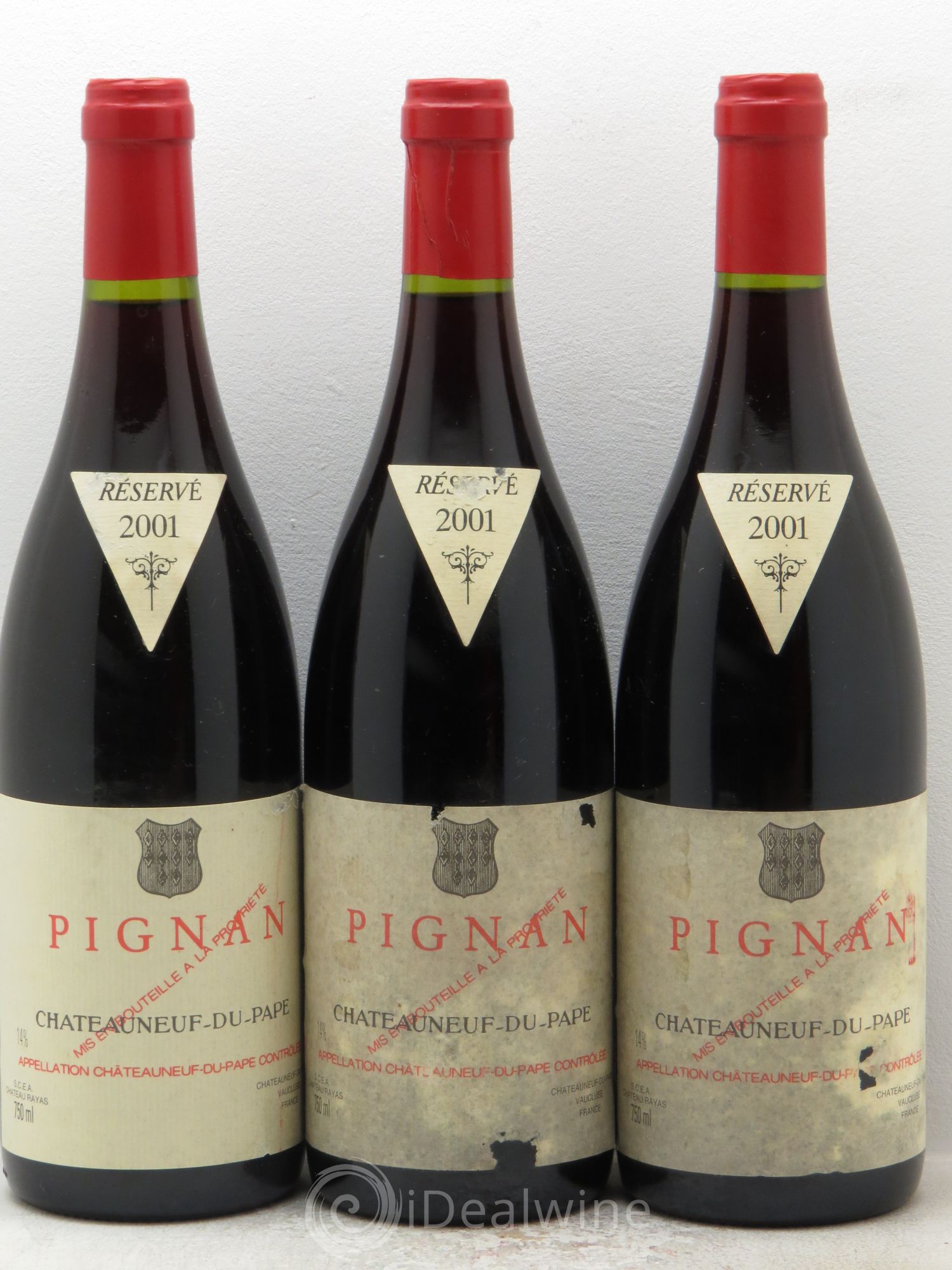 Châteauneuf-du-Pape Pignan Emmanuel Reynaud 2001 - Lot de 3 bouteilles - 0