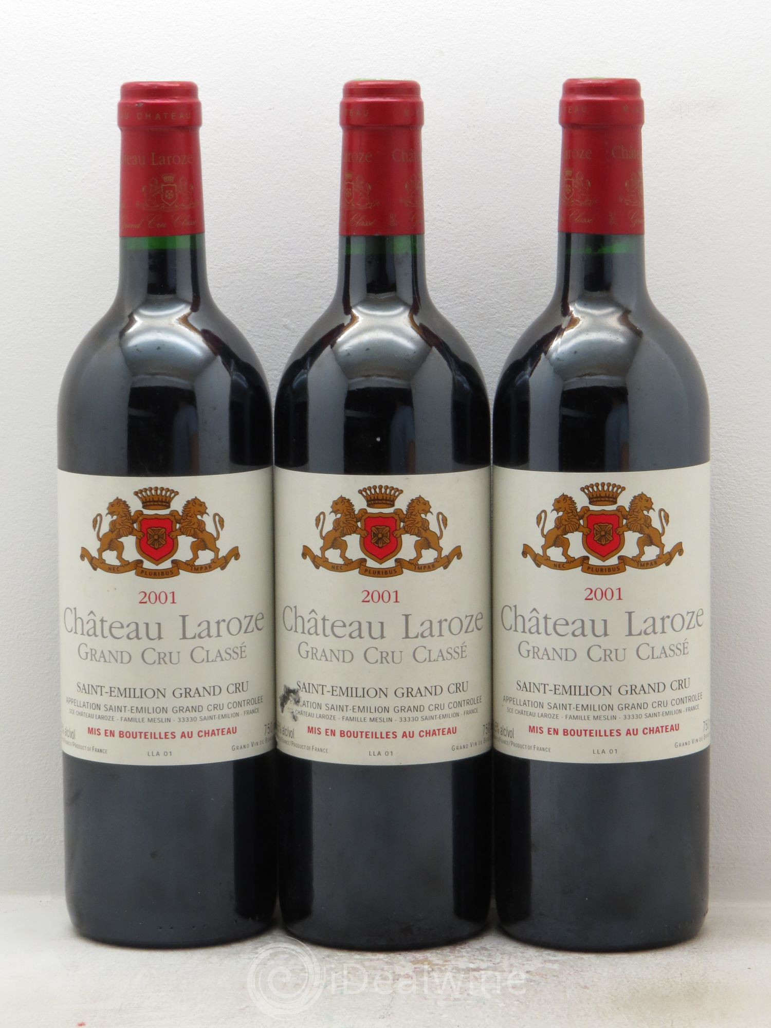 Château Laroze Grand Cru Classé 2001 - Lot de 3 bouteilles - 0