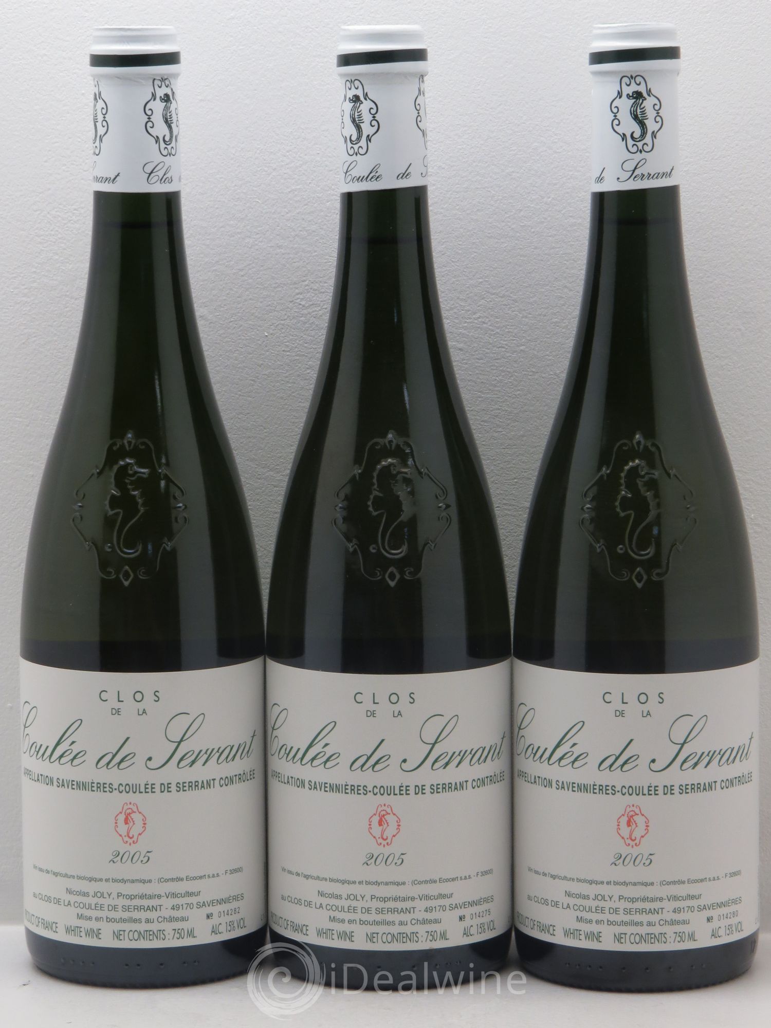 Savennières Clos de la Coulée de Serrant Vignobles de la Coulée de Serrant - Nicolas Joly 2005 - Lot de 3 bouteilles - 0