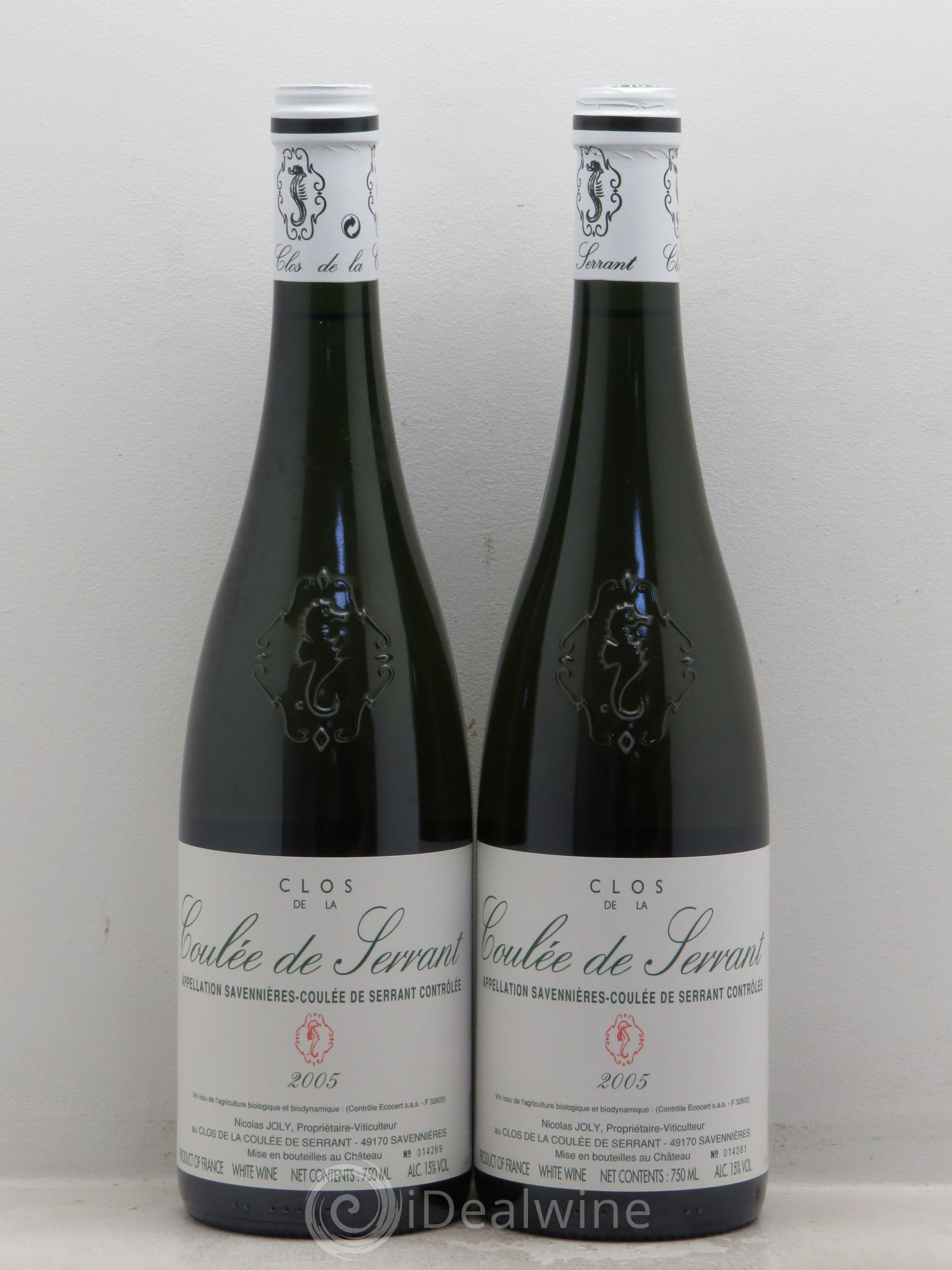 Savennières Clos de la Coulée de Serrant Vignobles de la Coulée de Serrant - Nicolas Joly 2005 - Lot de 2 bouteilles - 0