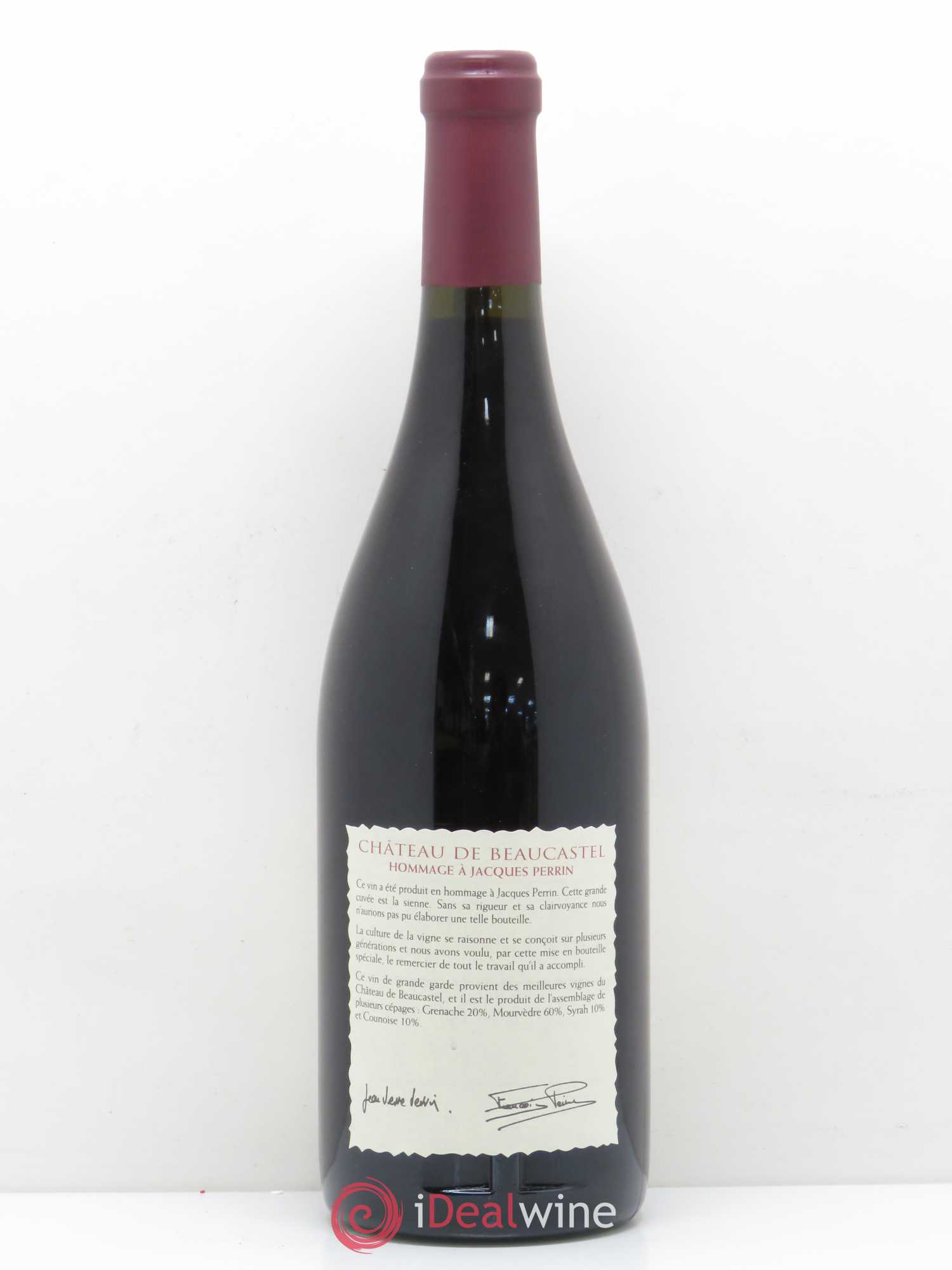 Châteauneuf-du-Pape Château de Beaucastel Hommage à Jacques Perrin Famille Perrin 1999 - Lot de 1 bouteille - 1