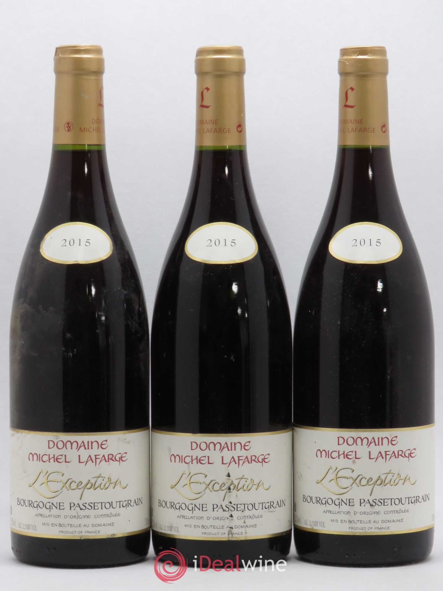 Bourgogne Passetoutgrain L'Exception Domaine Lafarge (sans prix de réserve) 2015 - Posten von 3 Flaschen - 0