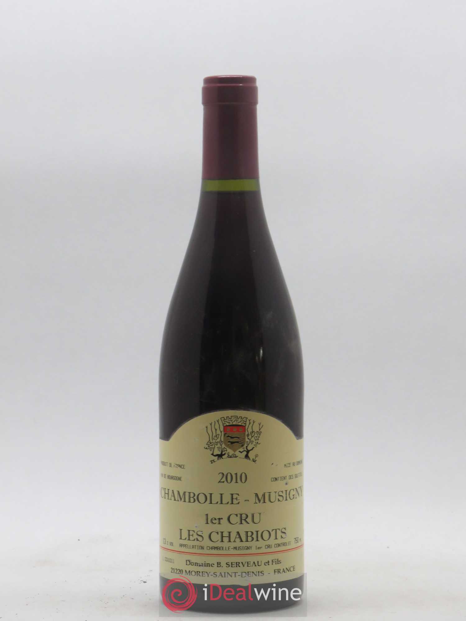 Chambolle-Musigny 1er Cru Les Chabiots Domaine B.Serveau et Fils (sans prix de réserve) 2010 - Posten von 1 Flasche - 0