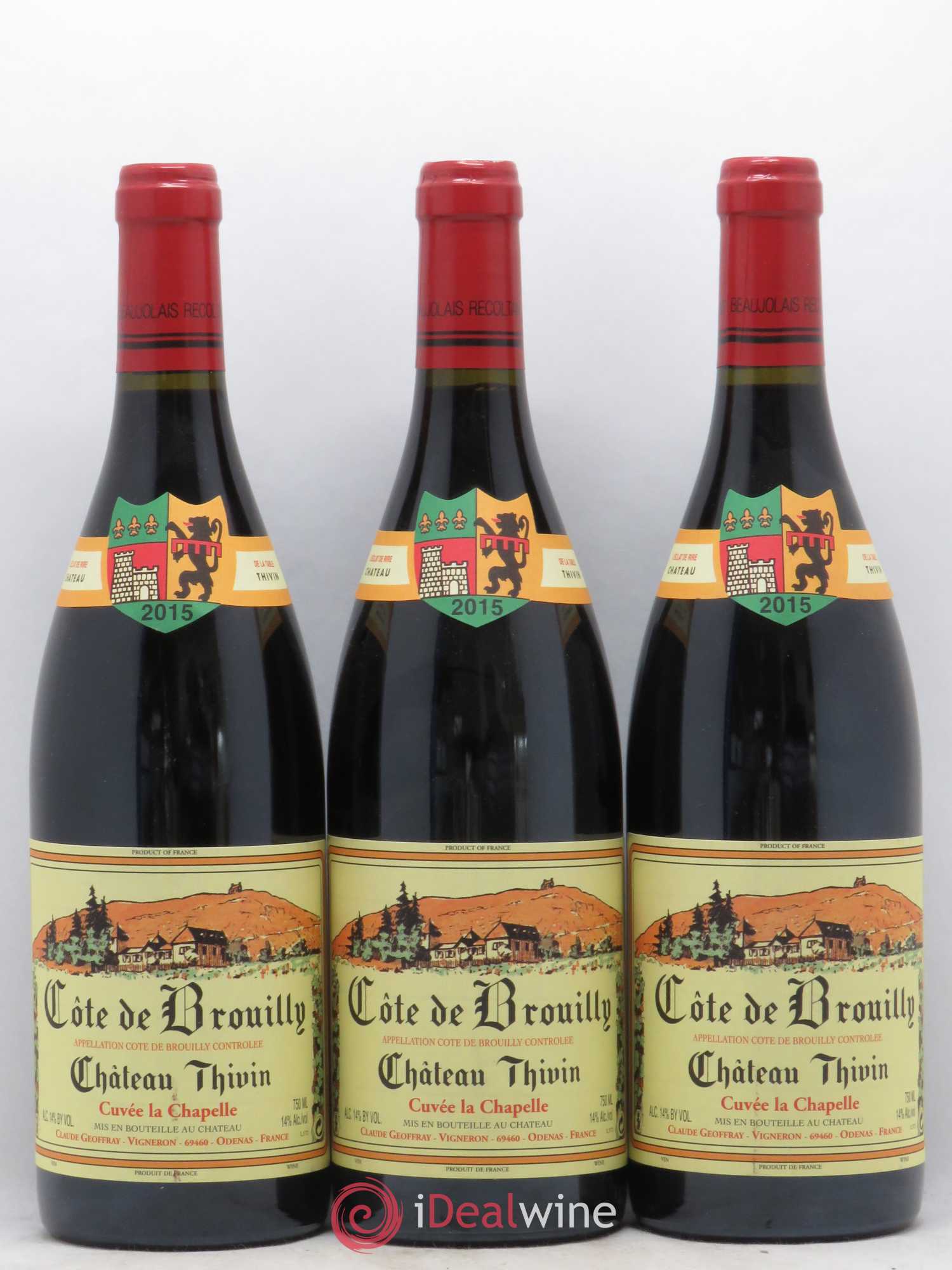 Côte de Brouilly Cuvée La Chapelle Château Thivin 2015 - Lot de 3 bouteilles - 0