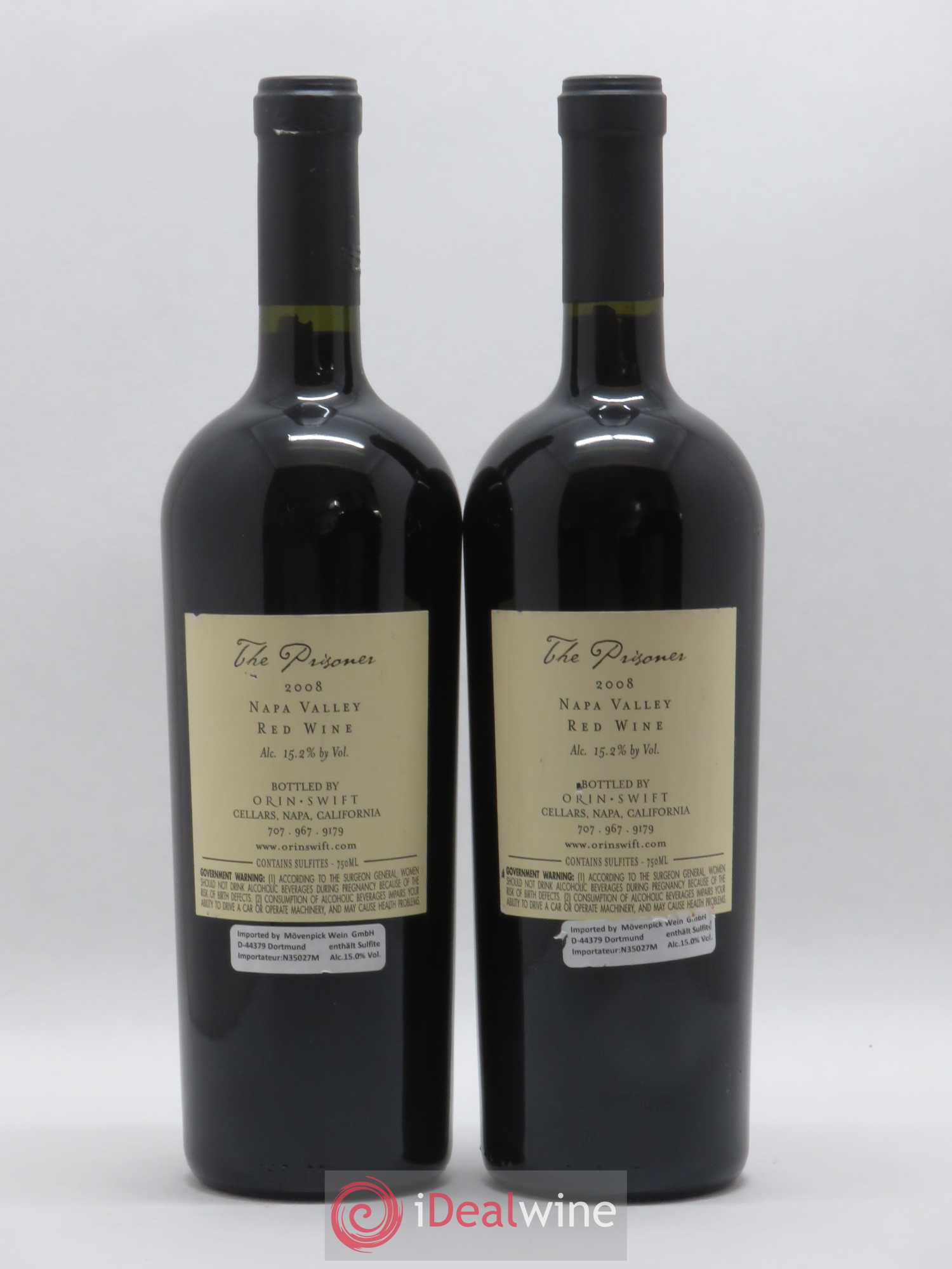 USA Napa Valley The Prisoner Orin Swift Cellars 2008 - Lot of 2 bottles - 1