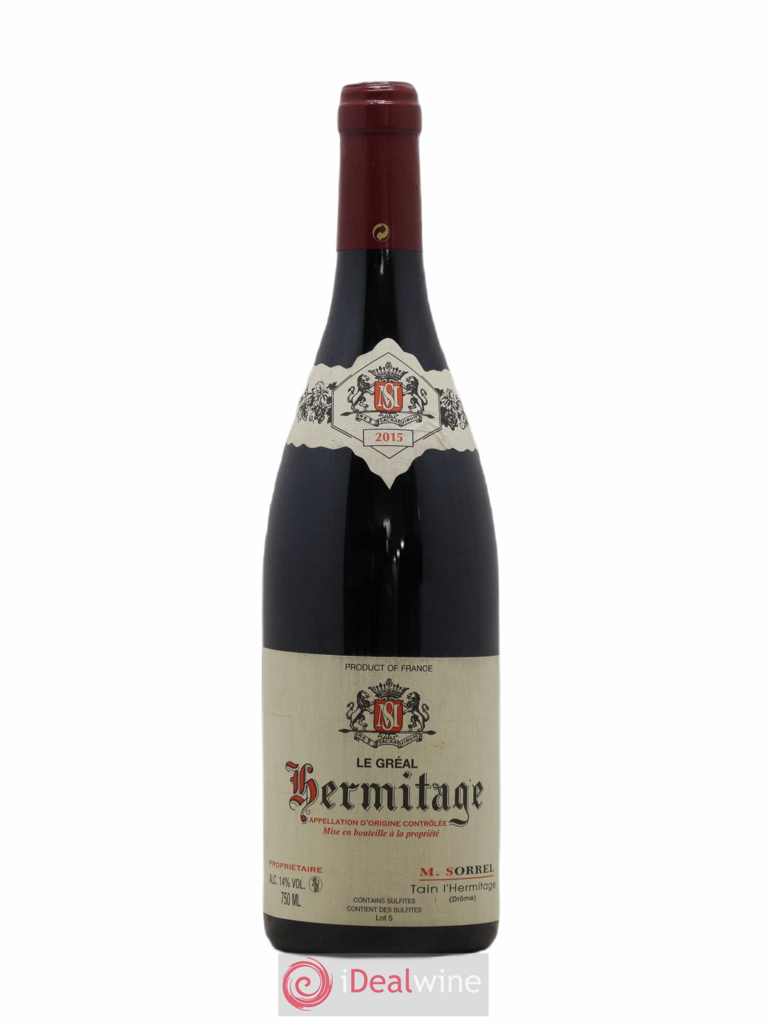 Hermitage Le Gréal Marc Sorrel 2015 - Lot de 1 bouteille - 0