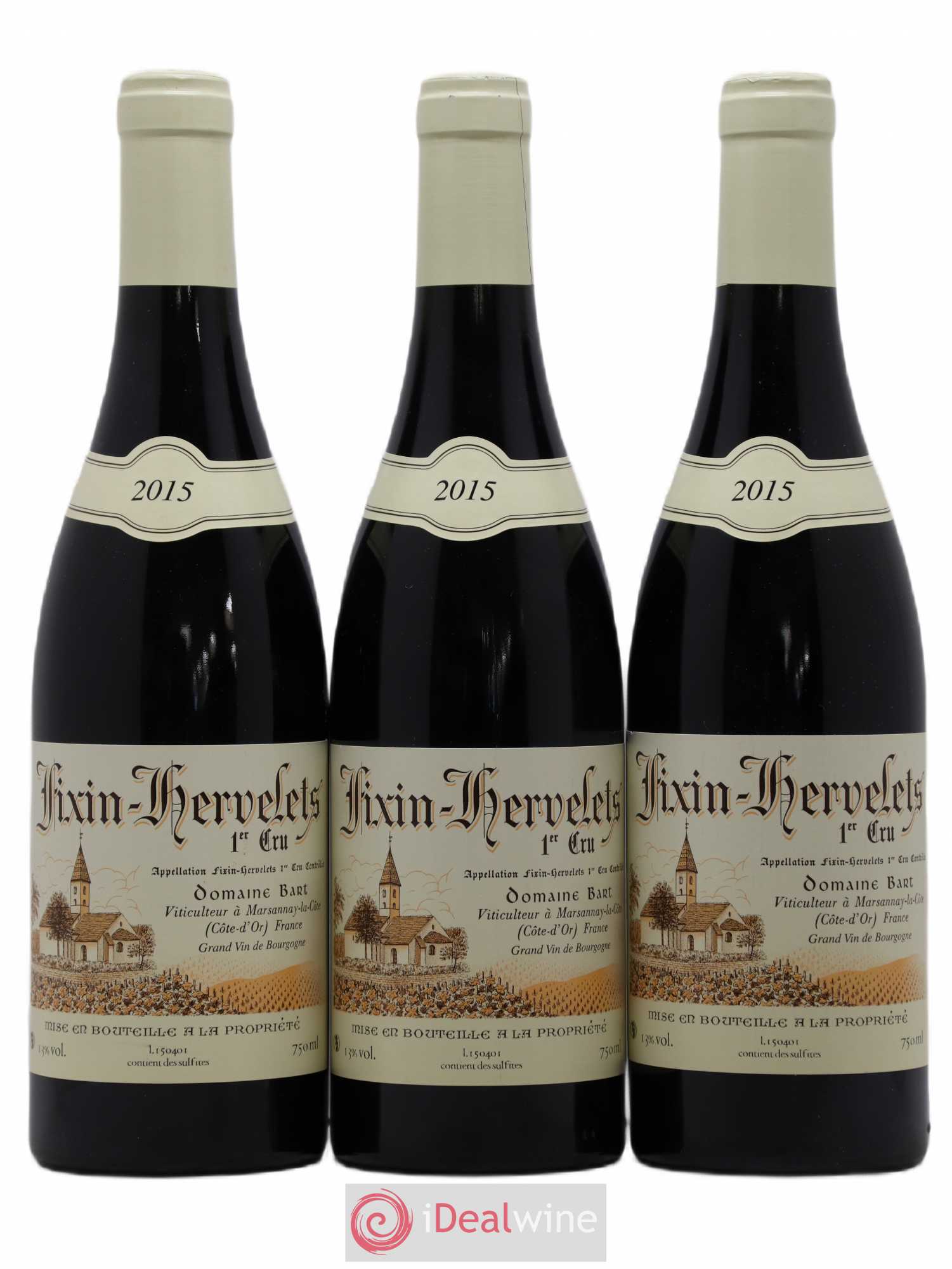 Fixin 1er Cru Hervelets Bart (Domaine) 2015 - Lot de 3 bouteilles - 0
