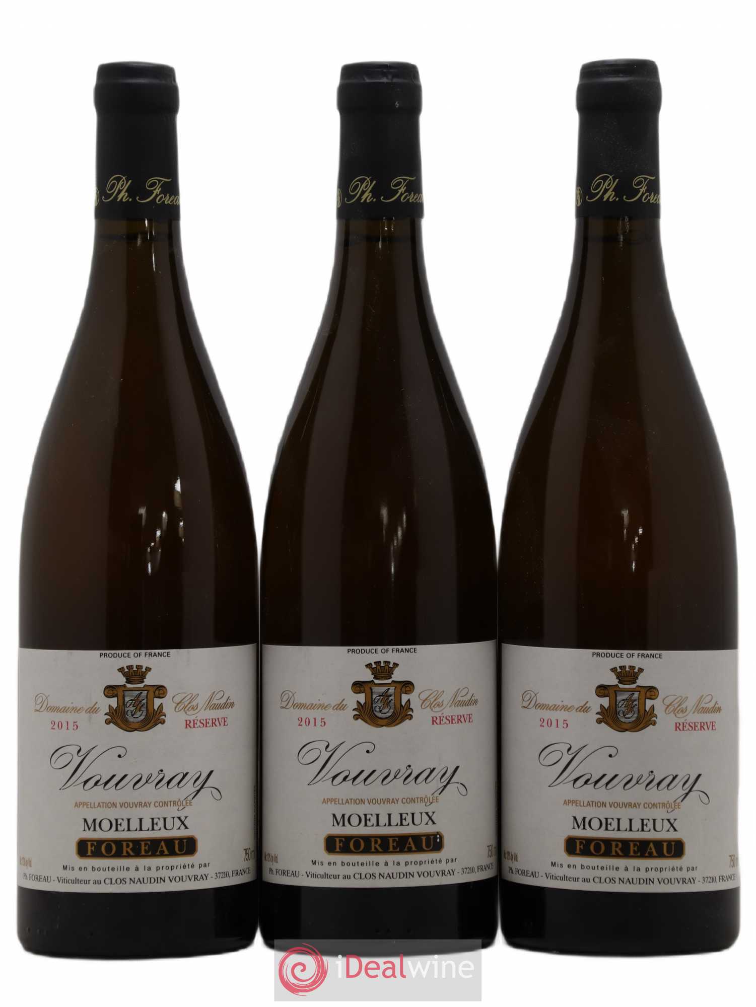 Vouvray Moelleux Réserve Clos Naudin - Philippe Foreau 2015 - Lotto di 3 bottiglie - 0
