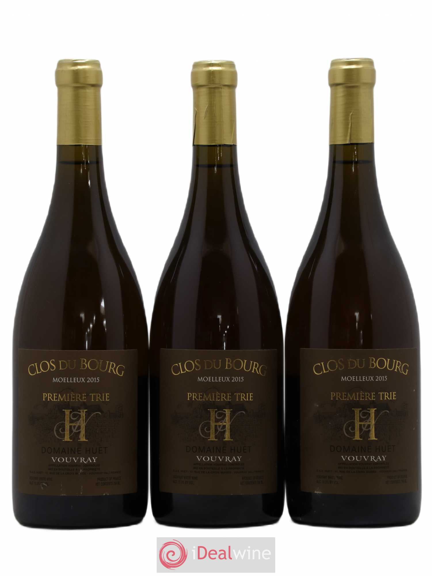 Vouvray Clos du Bourg Moelleux 1ère trie Domaine Huet 2015 - Lotto di 3 bottiglie - 0