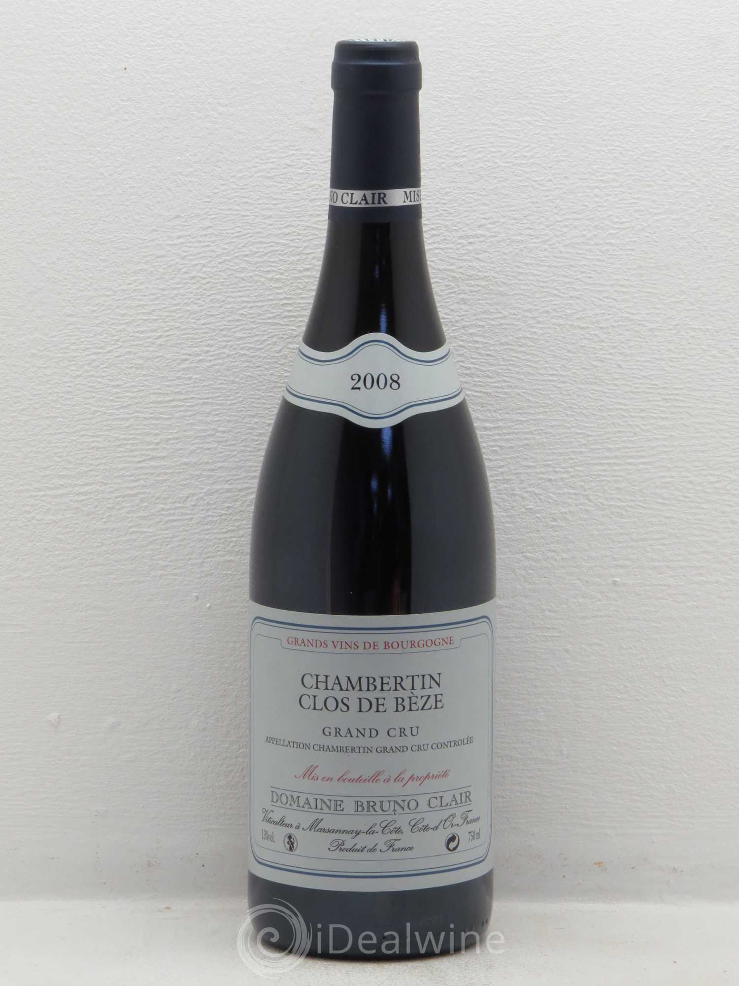 Chambertin Clos de Bèze Grand Cru Bruno Clair (Domaine) 2008 - Lot de 1 bouteille - 0
