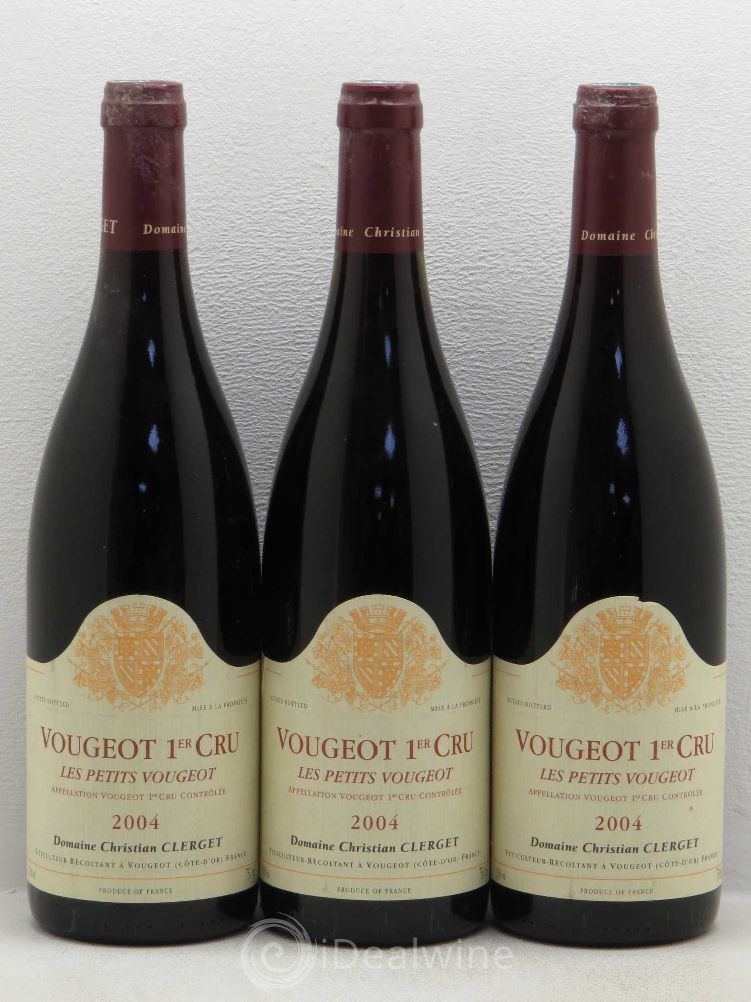 Vougeot 1er Cru Les Petits Vougeot Christian Clerget 2004 - Lot de 3 bouteilles - 0