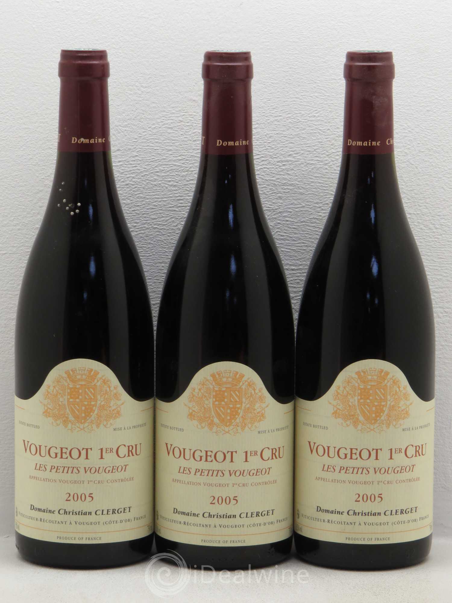 Vougeot 1er Cru Les Petits Vougeot Christian Clerget 2005 - Lot de 3 bouteilles - 0