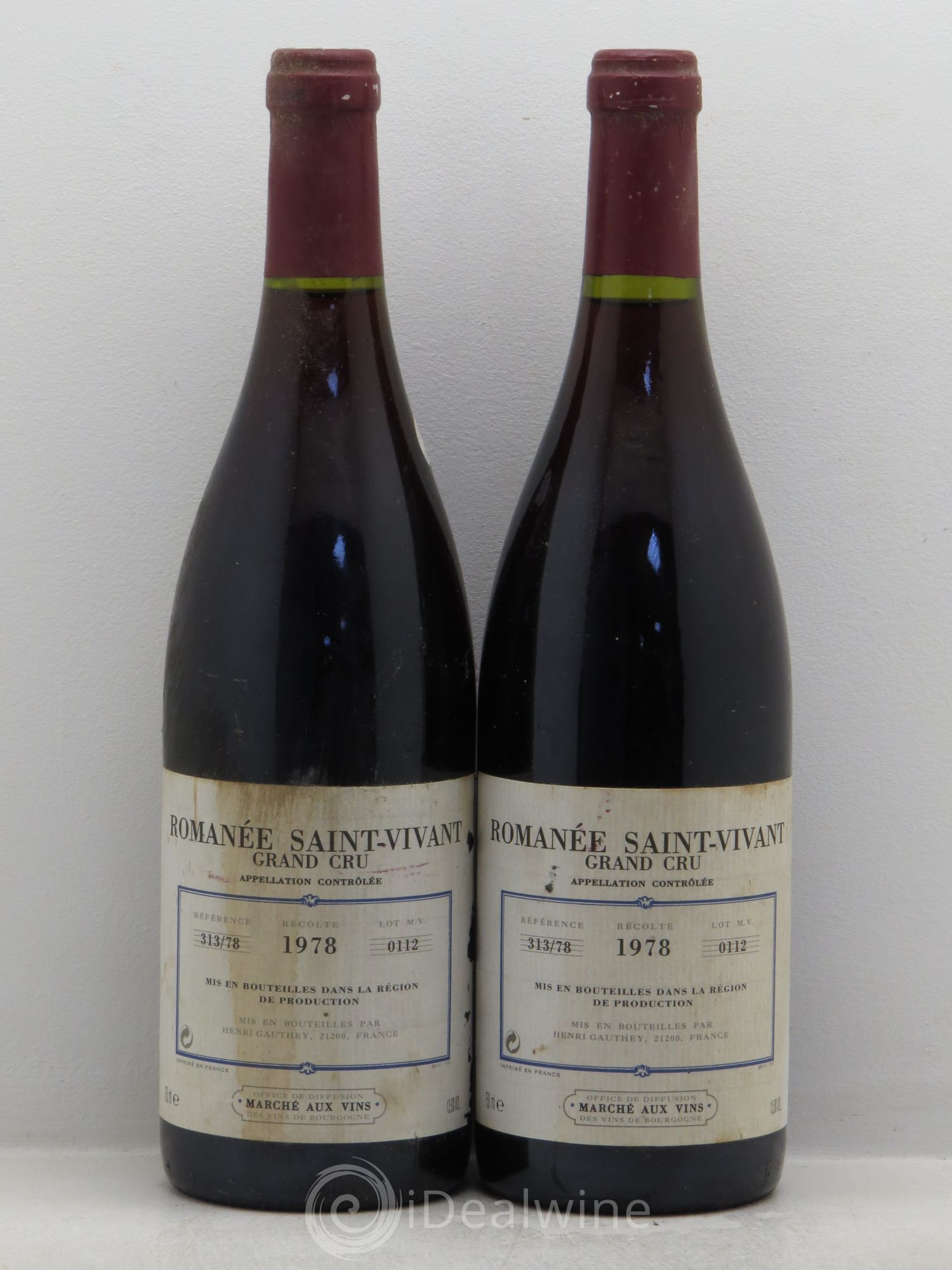Romanée-Saint-Vivant Grand Cru mise en bouteille par Henry Gauthey 1978 - Posten von 2 Flaschen - 0