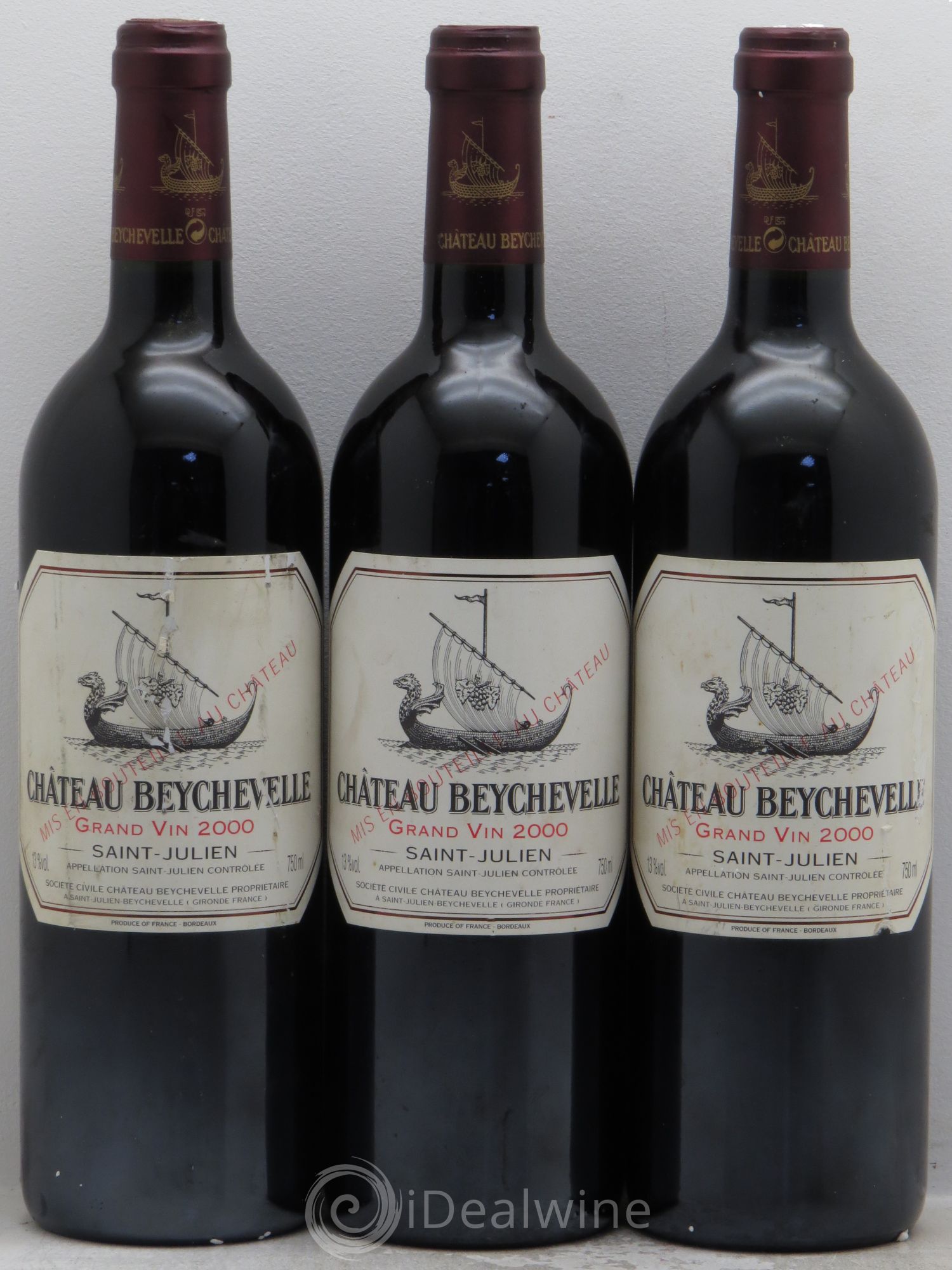 Château Beychevelle 4ème Grand Cru Classé 2000 - Lot de 3 bouteilles - 0