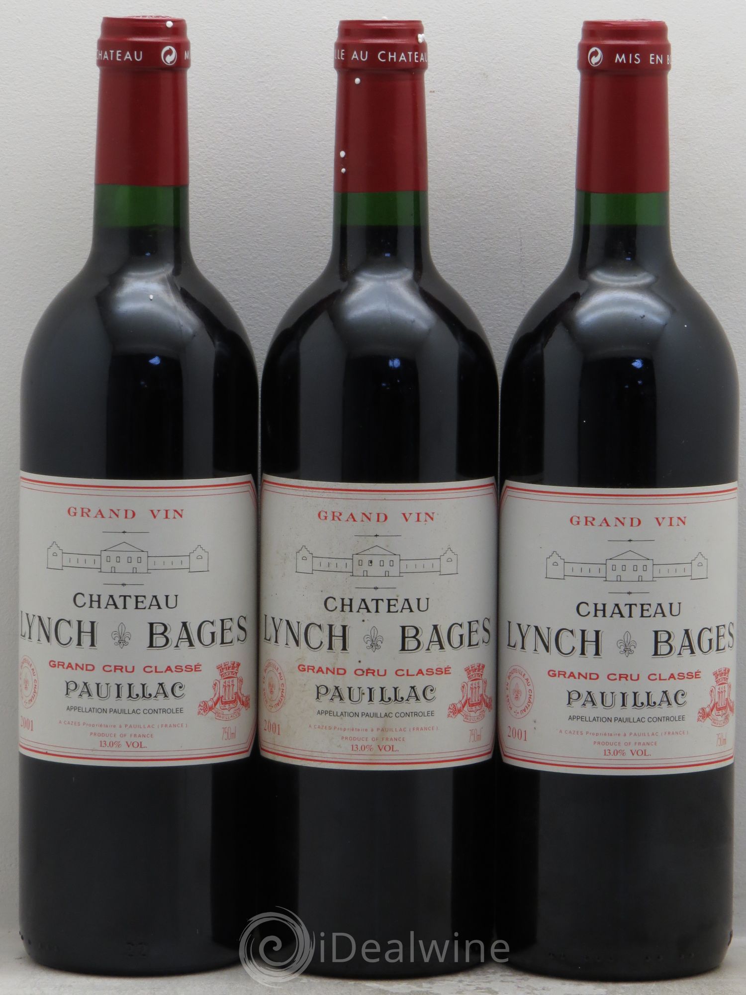 Château Lynch Bages 5ème Grand Cru Classé 2001 - Lot de 3 bouteilles - 0