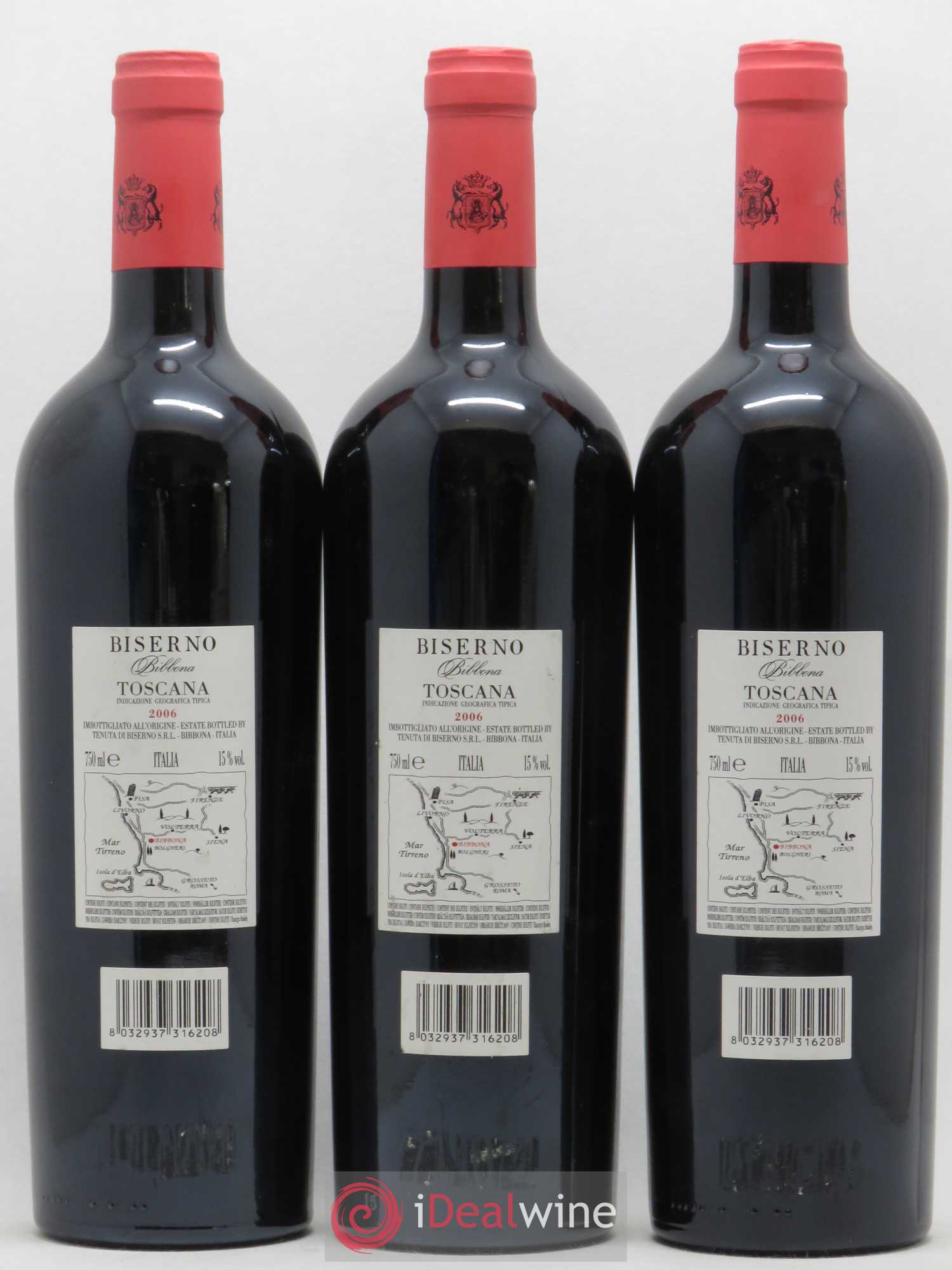 Toscana IGT Biserno Marchesi Antinori 2006 - Lot de 3 bouteilles - 1