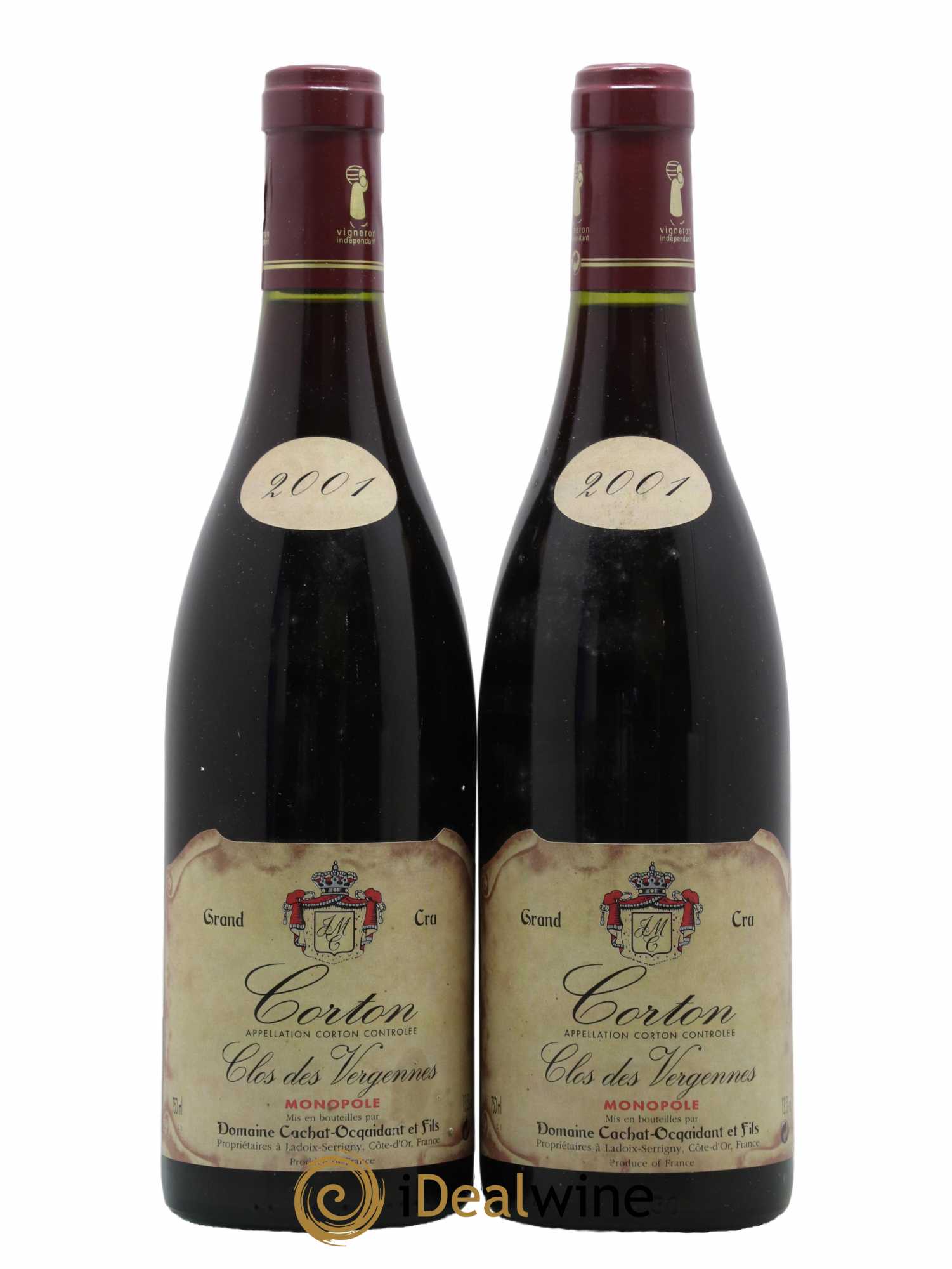 Corton Grand Cru Clos Des Vergennes Cachat Ocquidant 2001 - Lot de 2 bouteilles - 0