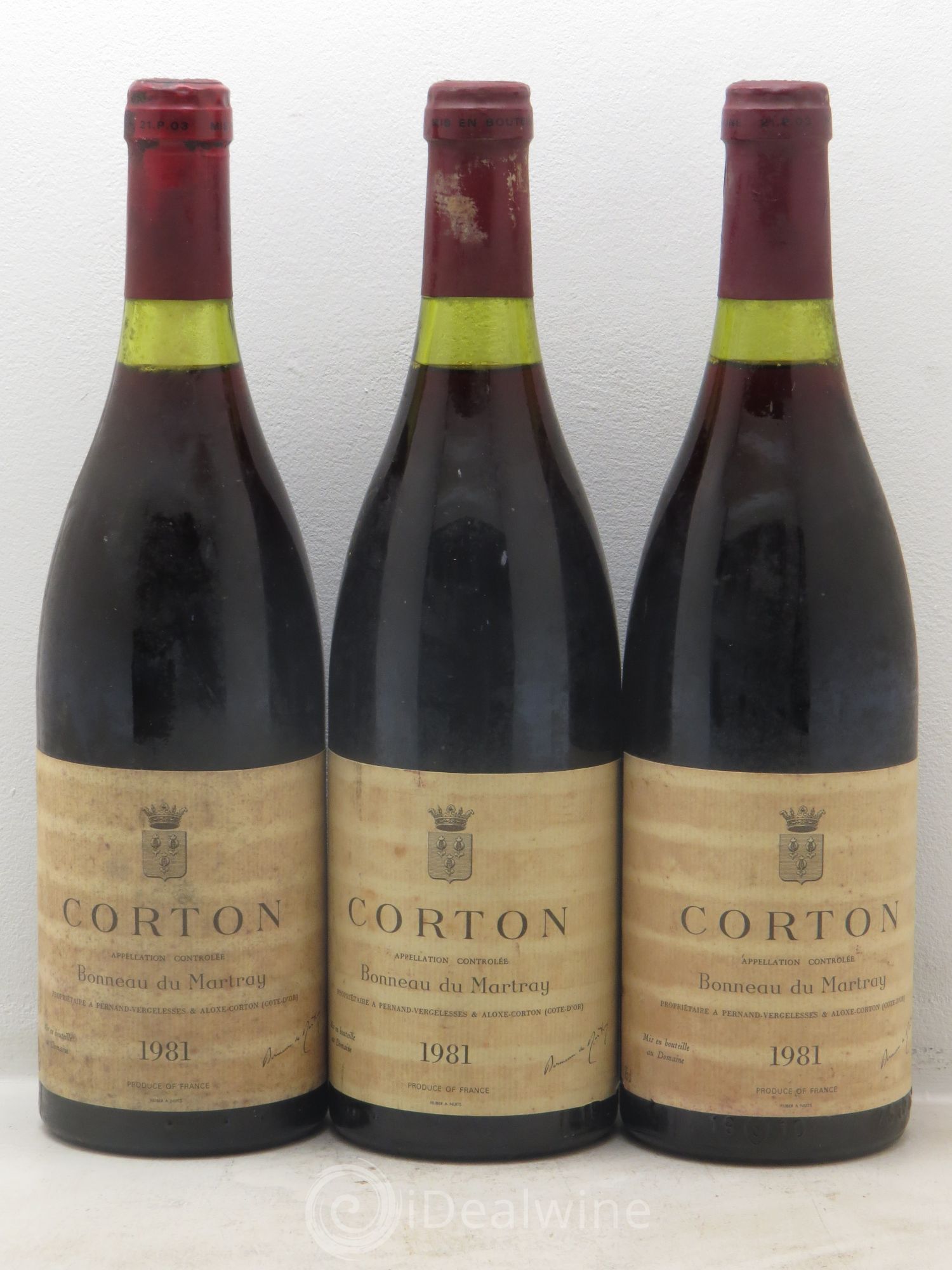 Corton Grand Cru Bonneau du Martray (Domaine) 1981 - Lot de 3 bouteilles - 0