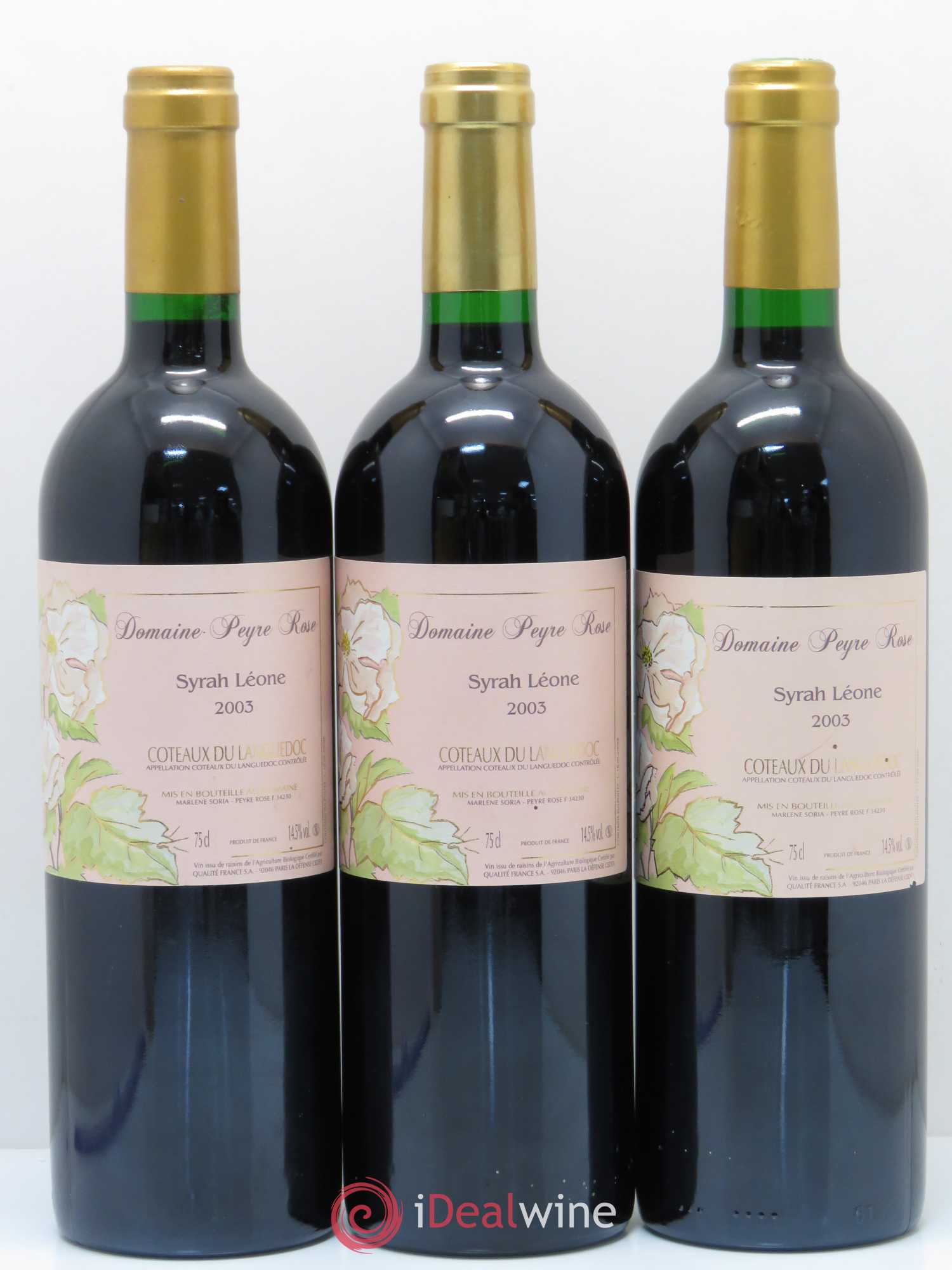 Coteaux du Languedoc Domaine Peyre Rose Belle Léone (anciennement Syrah Léone) Marlène Soria 2003 - Lot de 3 bouteilles - 0