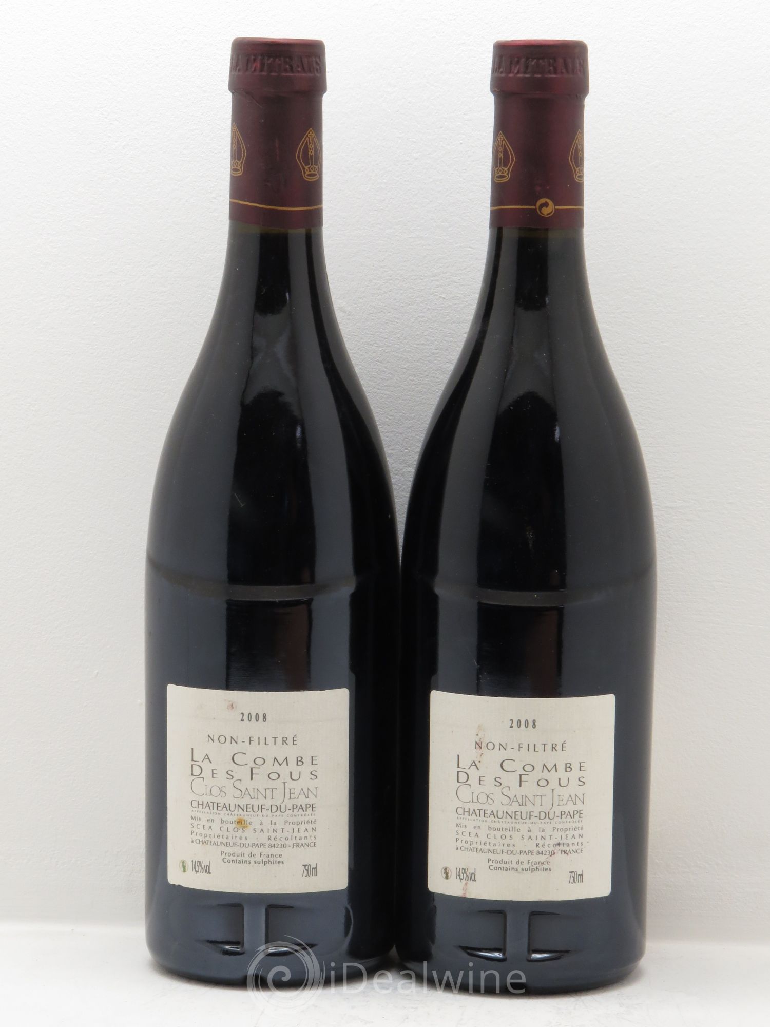 Châteauneuf-du-Pape Clos Saint-Jean La Combe des Fous Pascal et Vincent Maurel 2008 - Lot de 2 bouteilles - 1