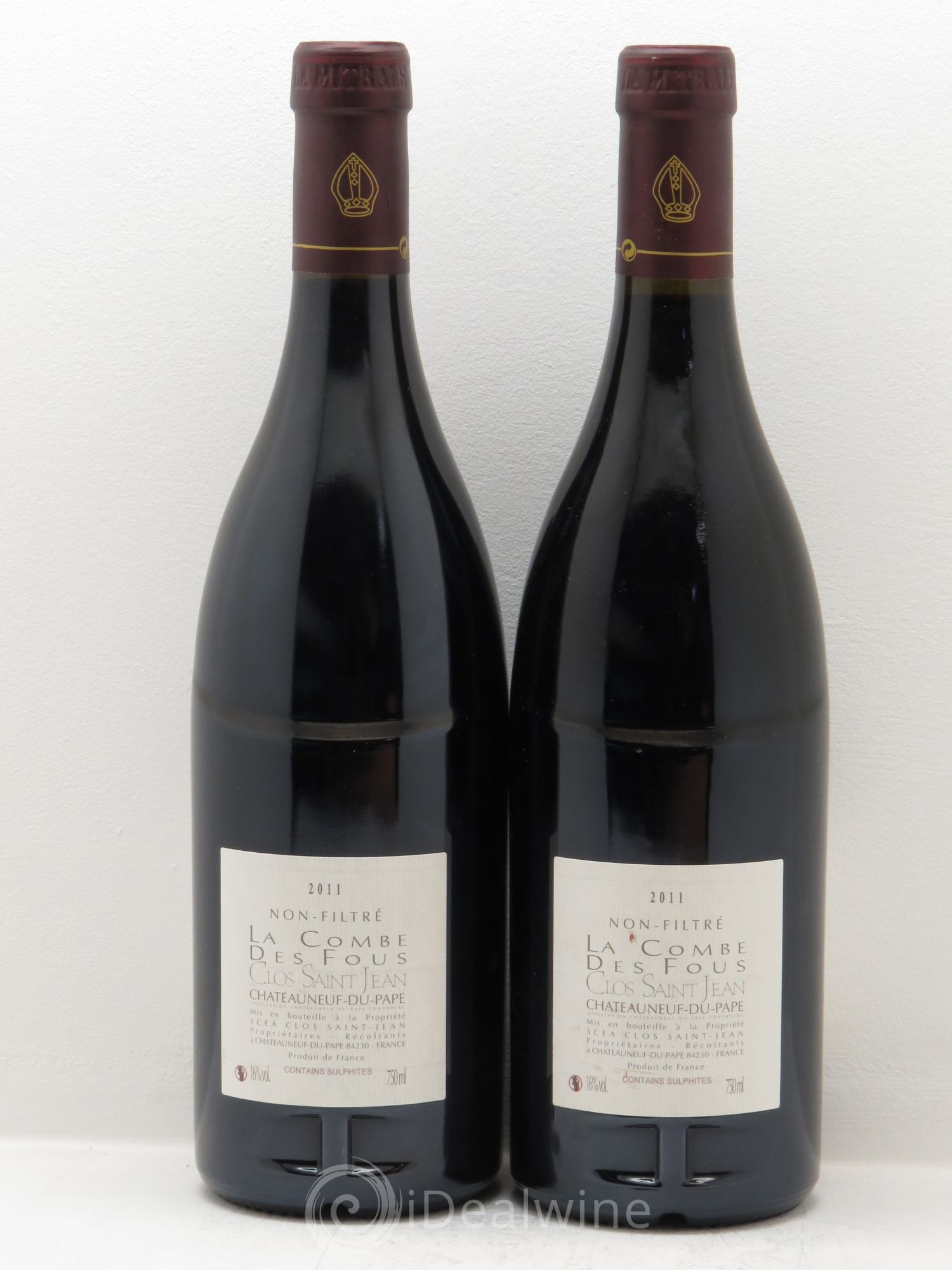 Châteauneuf-du-Pape Clos Saint-Jean La Combe des Fous Pascal et Vincent Maurel 2011 - Lot de 2 bouteilles - 1