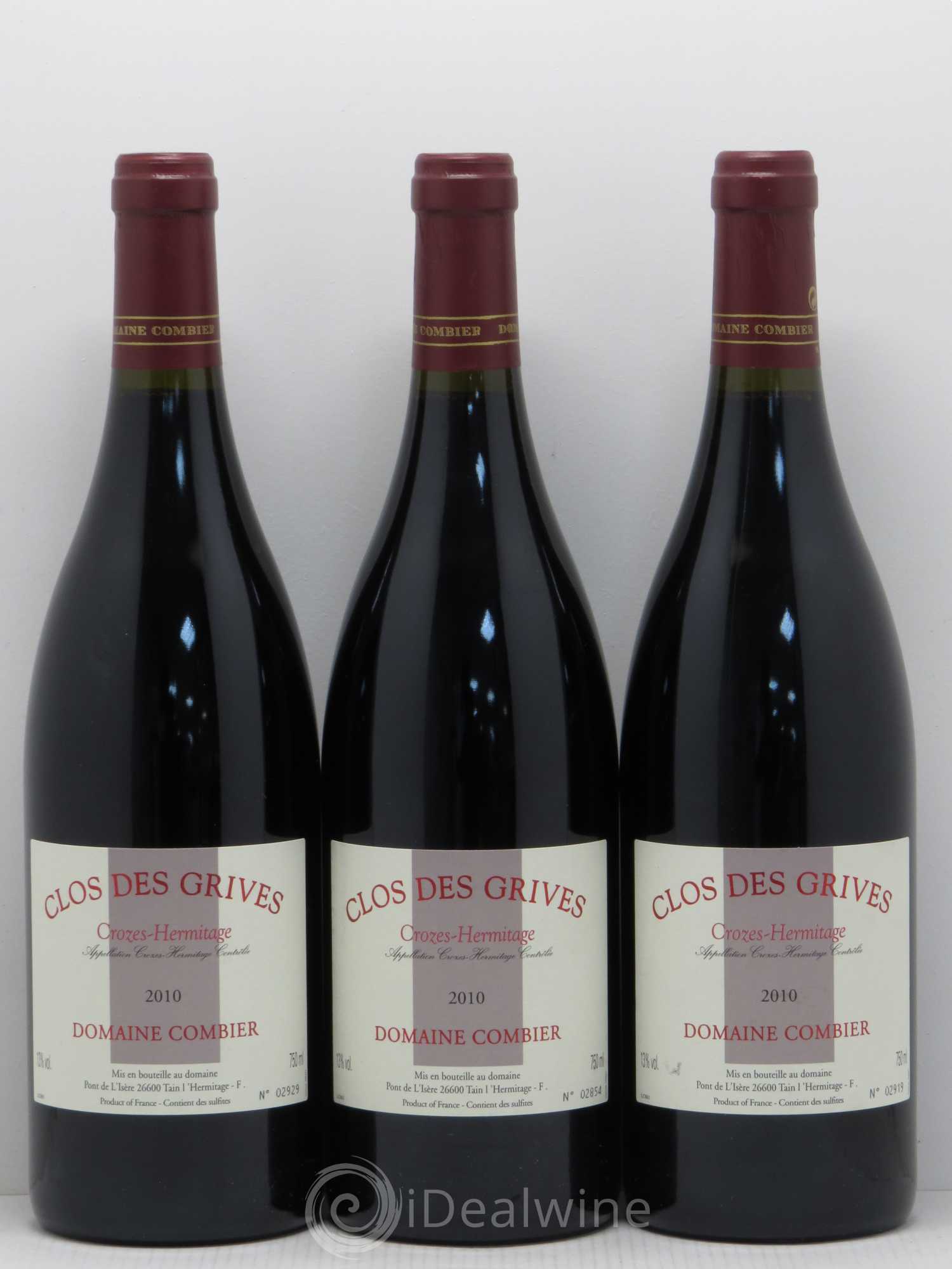 Crozes-Hermitage Clos des Grives Combier 2010 - Lot de 3 bouteilles - 0