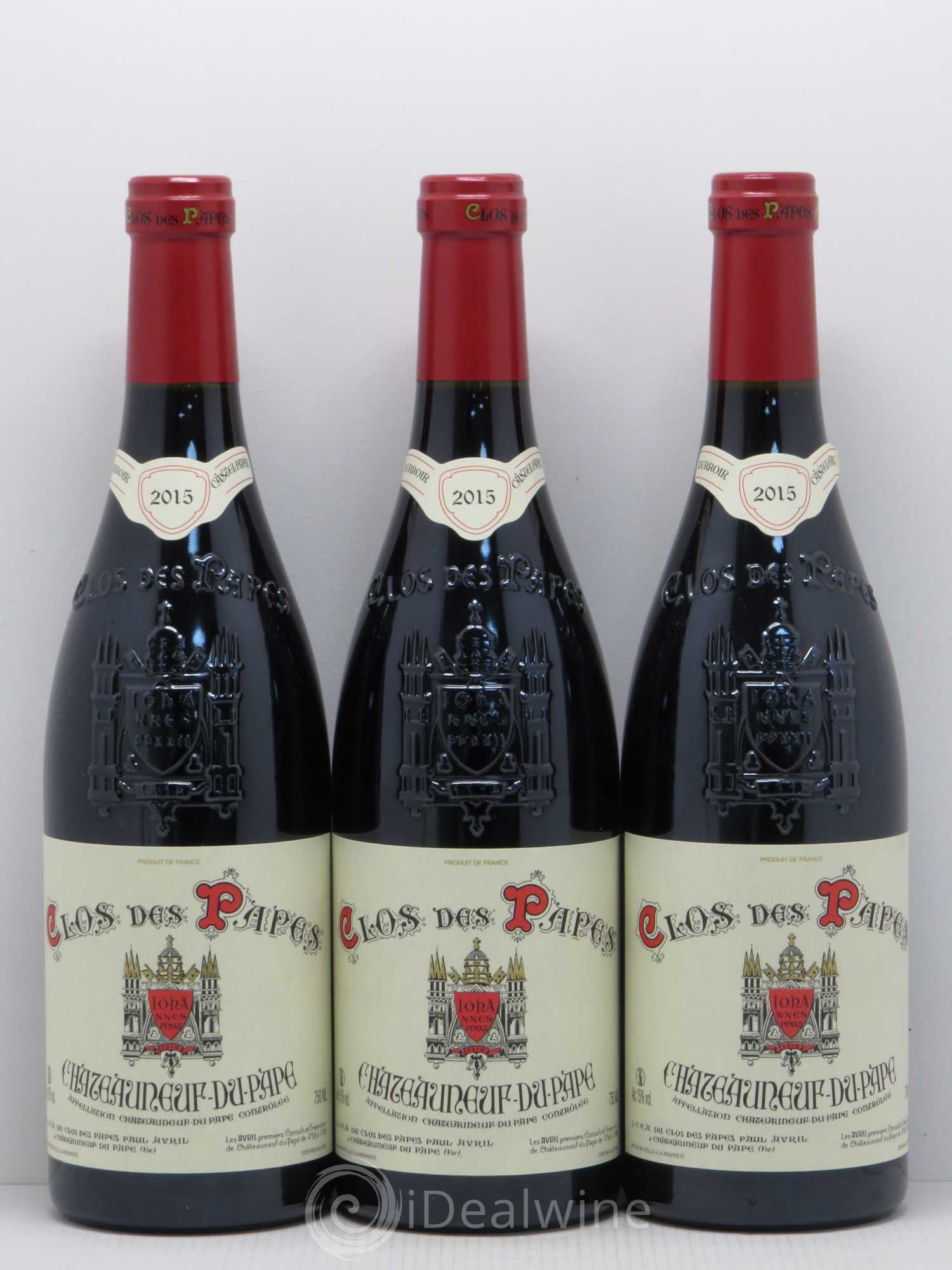 Châteauneuf-du-Pape Clos des Papes - Paul Avril 2015 - Lot de 3 bouteilles - 0