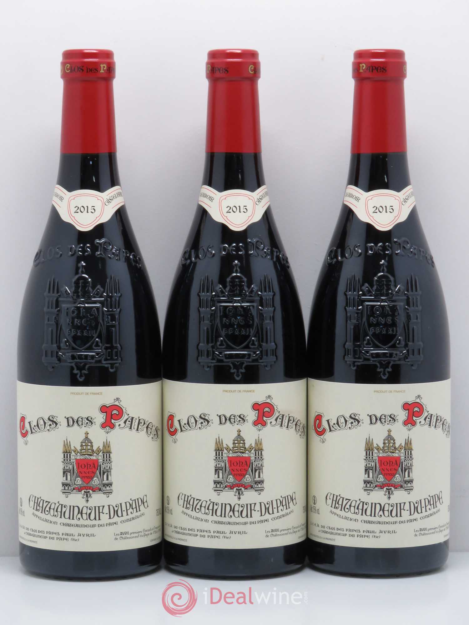 Châteauneuf-du-Pape Clos des Papes - Paul Avril 2015 - Lot de 3 bouteilles - 0