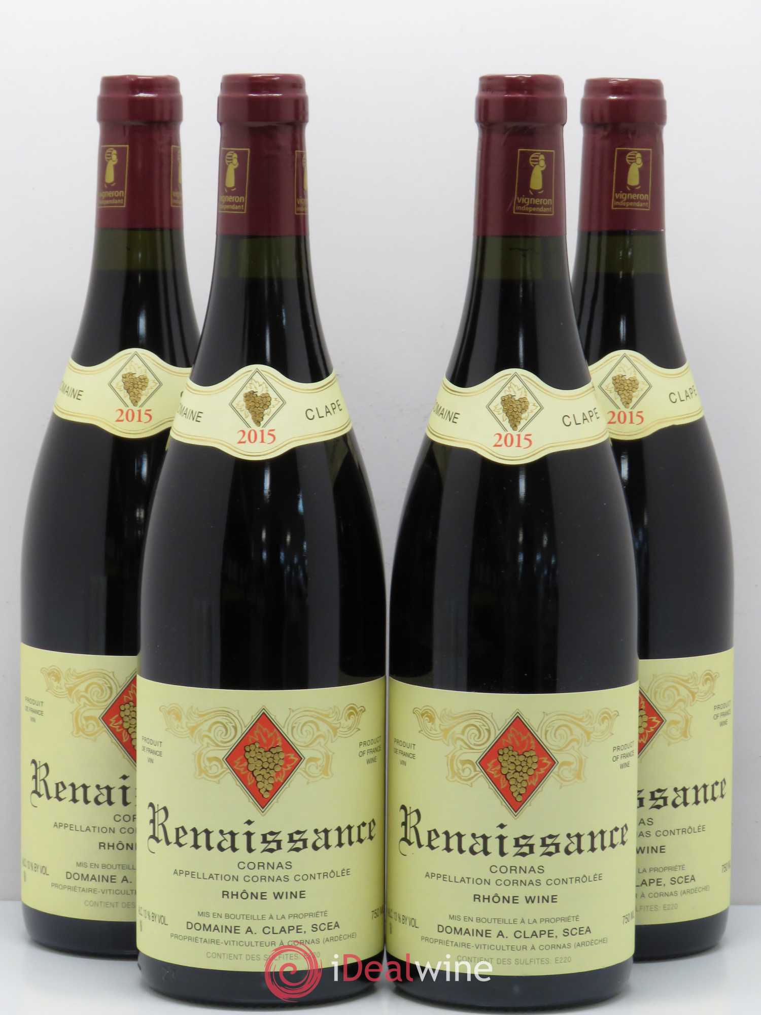 Cornas Renaissance Auguste Clape 2015 - Lot of 4 bottles - 0