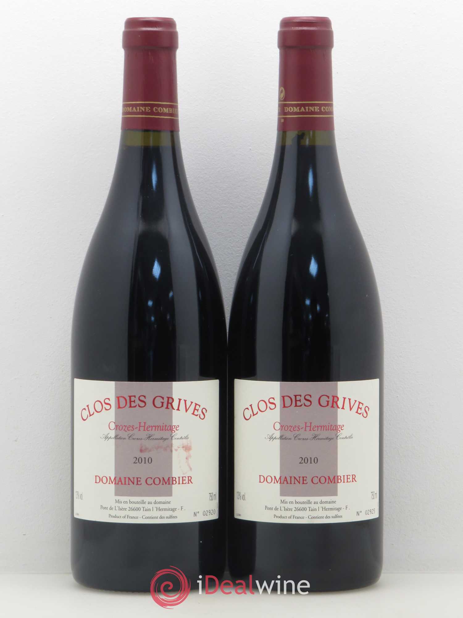 Crozes-Hermitage Clos des Grives Combier 2010 - Lot de 2 bouteilles - 0