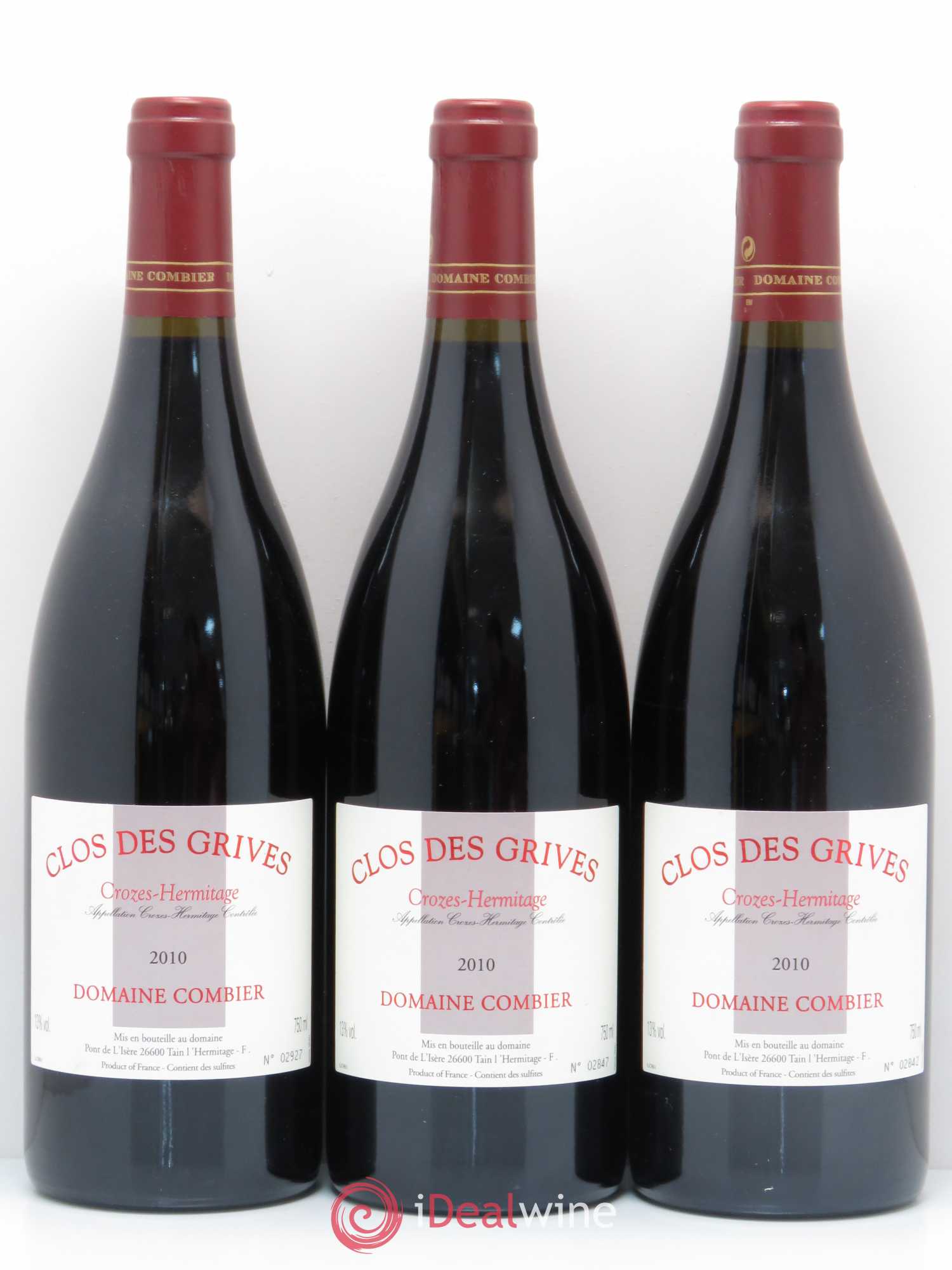 Crozes-Hermitage Clos des Grives Combier 2010 - Lot de 3 bouteilles - 0